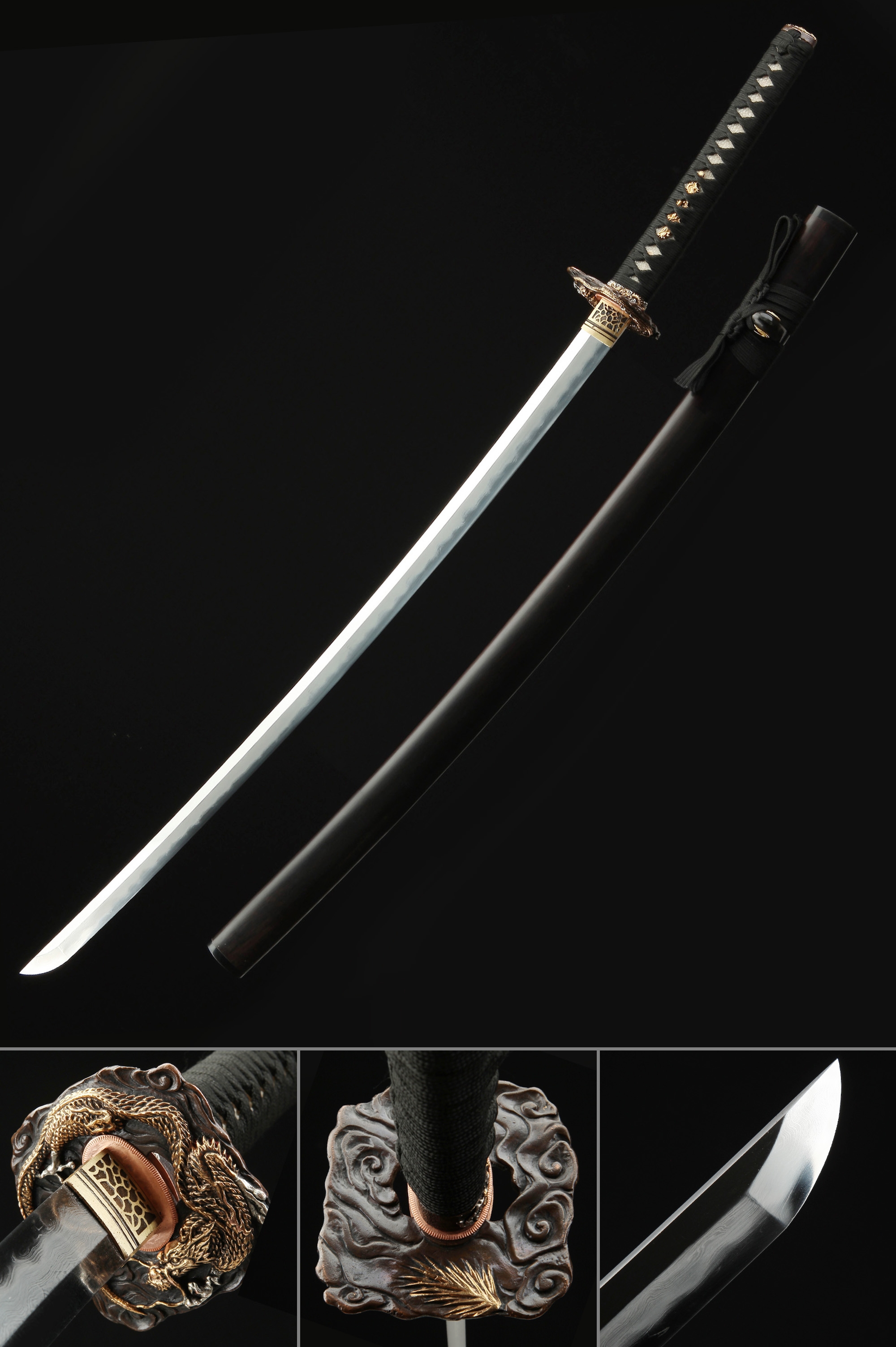 High Quality Katana, Authentic Japanese Katana Damascus Steel Tactical
