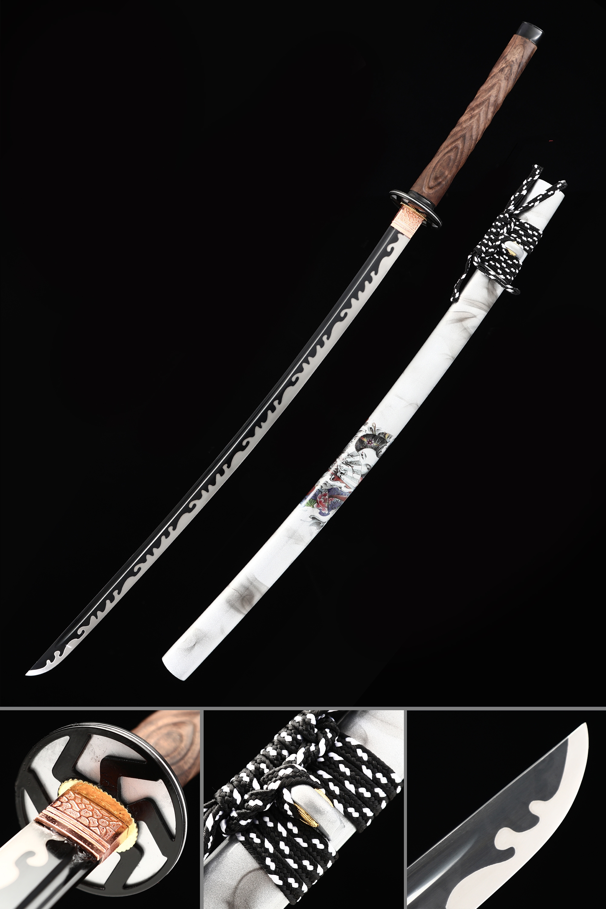 Handmade Japanese Katana Sword Full Tang With White Scabbard TrueKatana