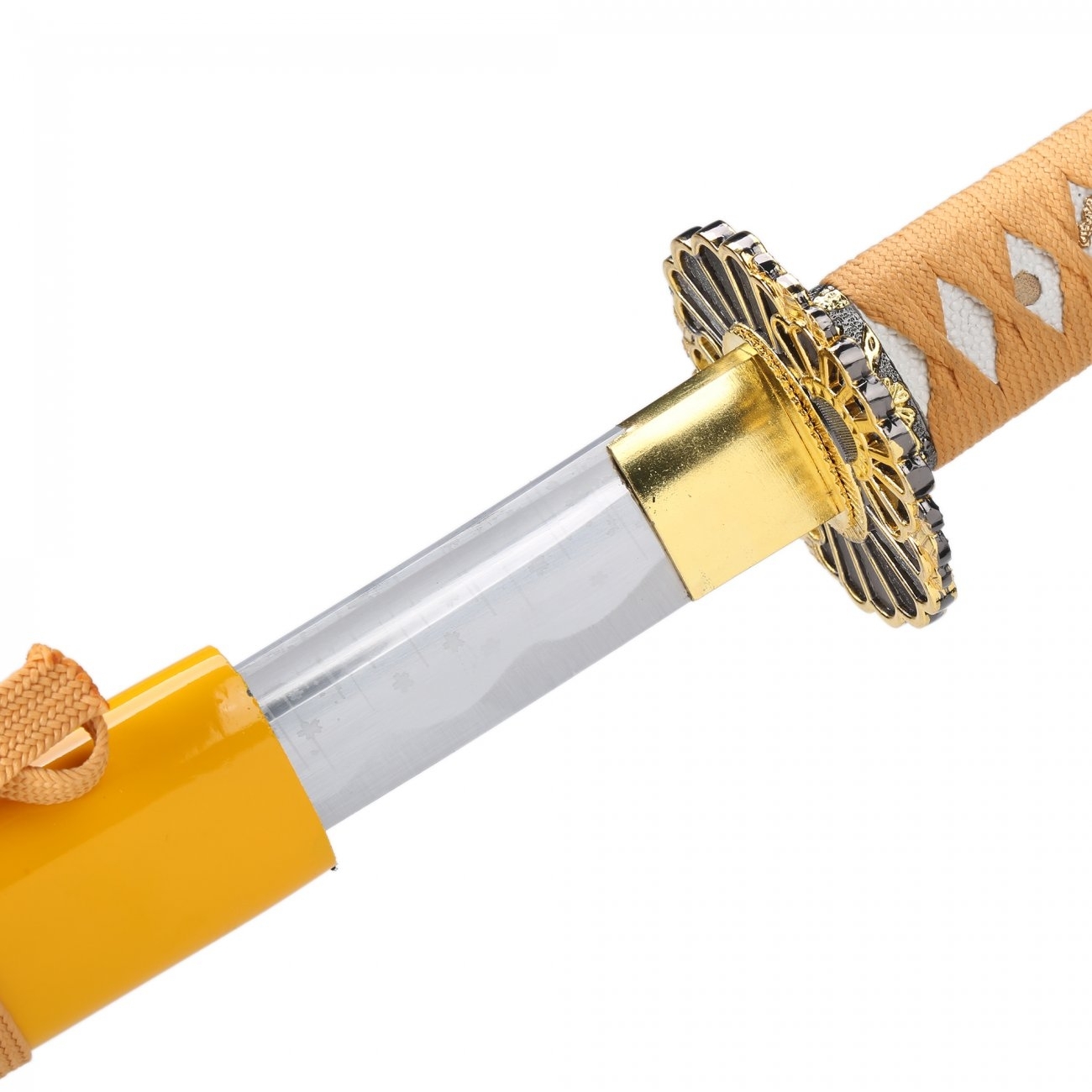 Handmade Carbon Seel Real Japanese Katana Samurai Swords With Yellow