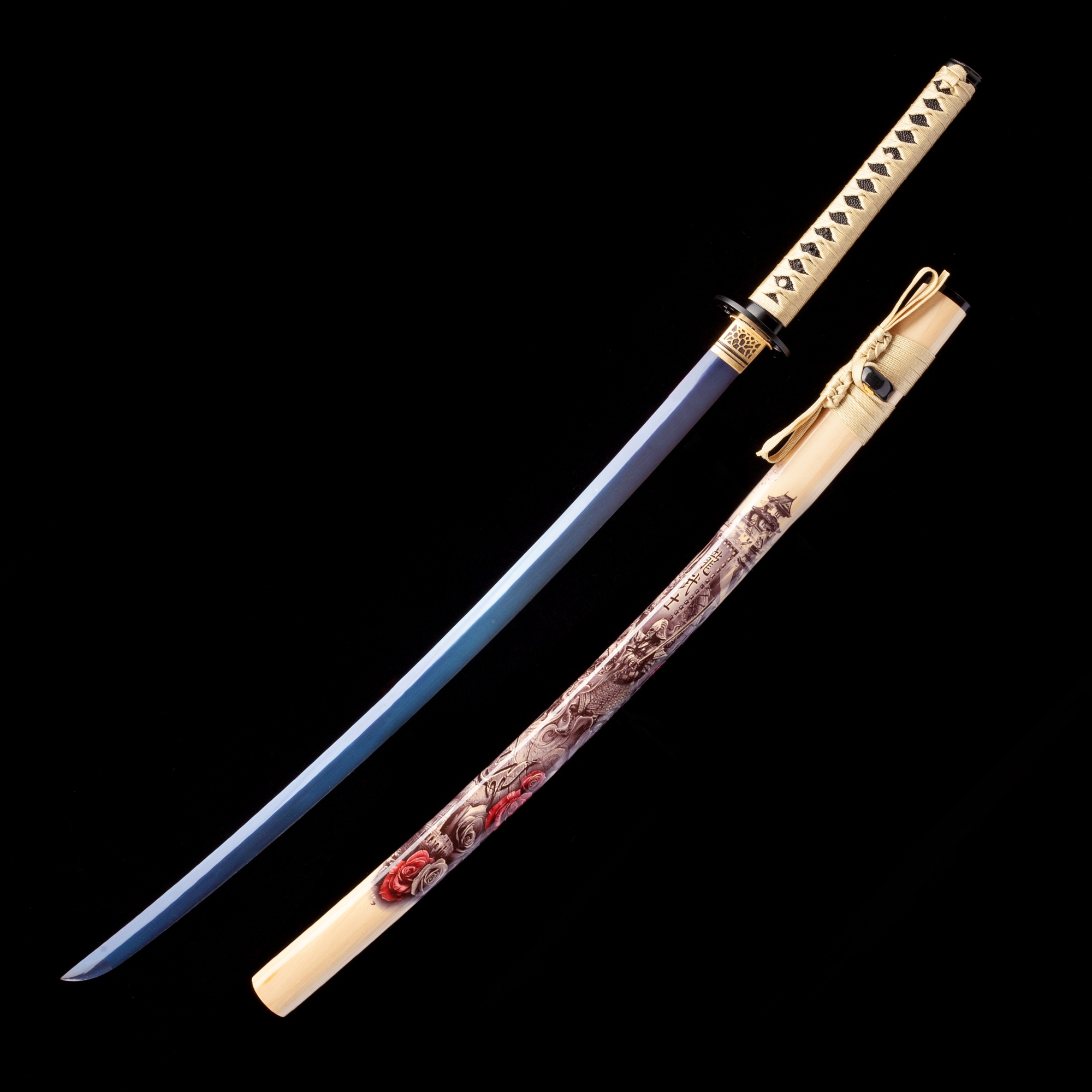 Traditional Katana Handmade Japanese Katana Sword With Blue Blade And