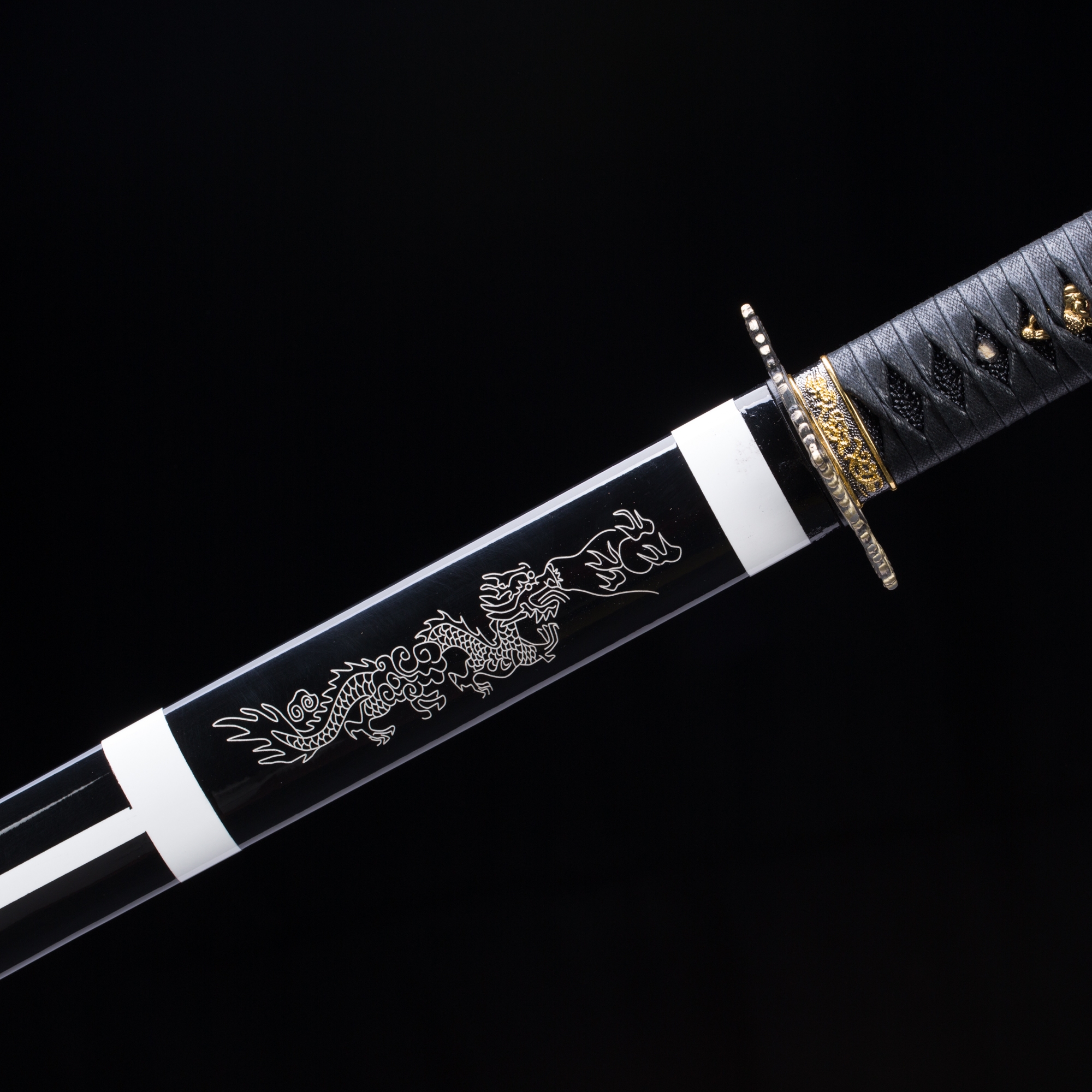 Japanese Straight Sword Handmade Japanese Straight Sword With Blue Lightning Blade TrueKatana