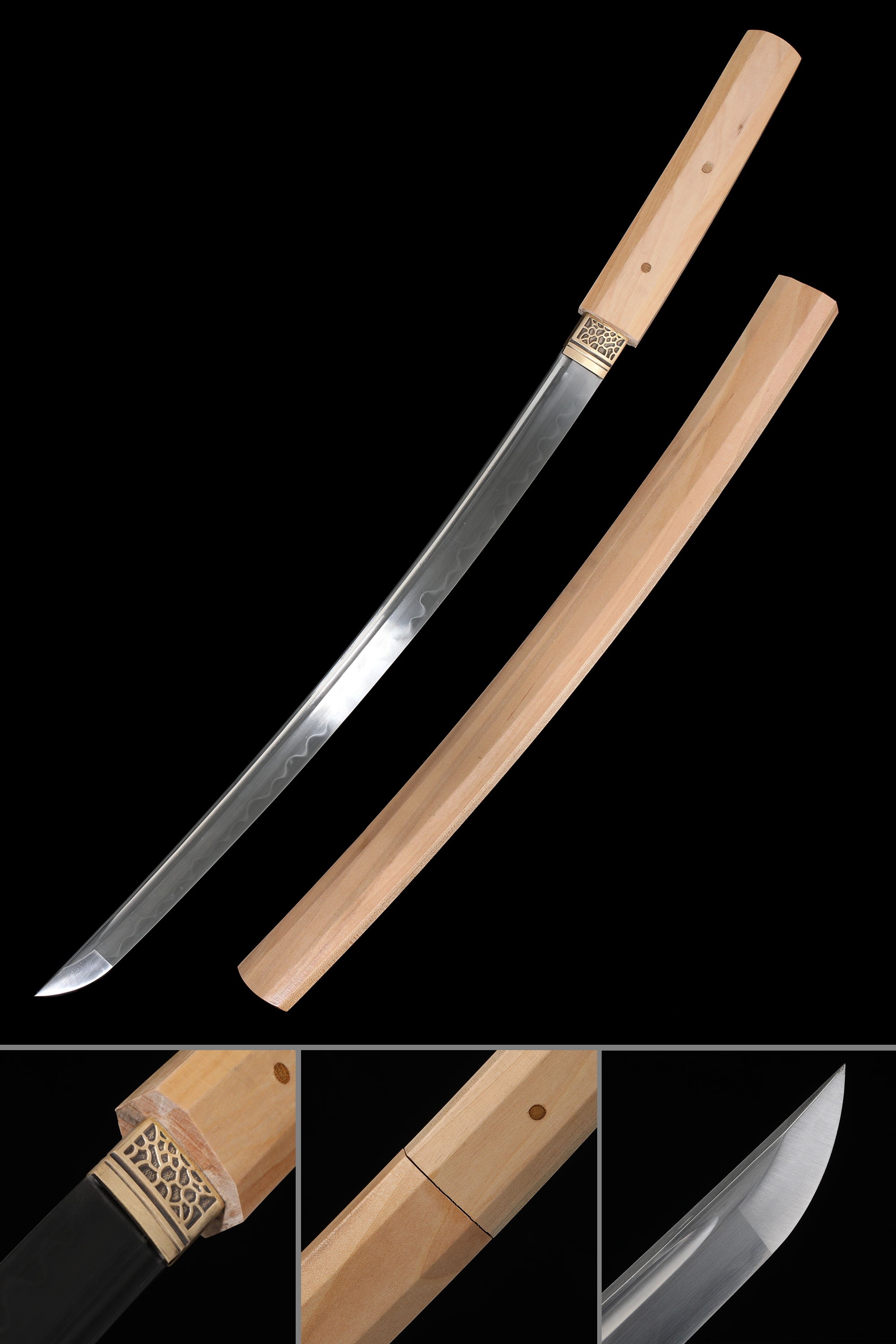 Wakizashi Handmade Sasuke Style Shirasaya Wakizashi Sword T10 Carbon