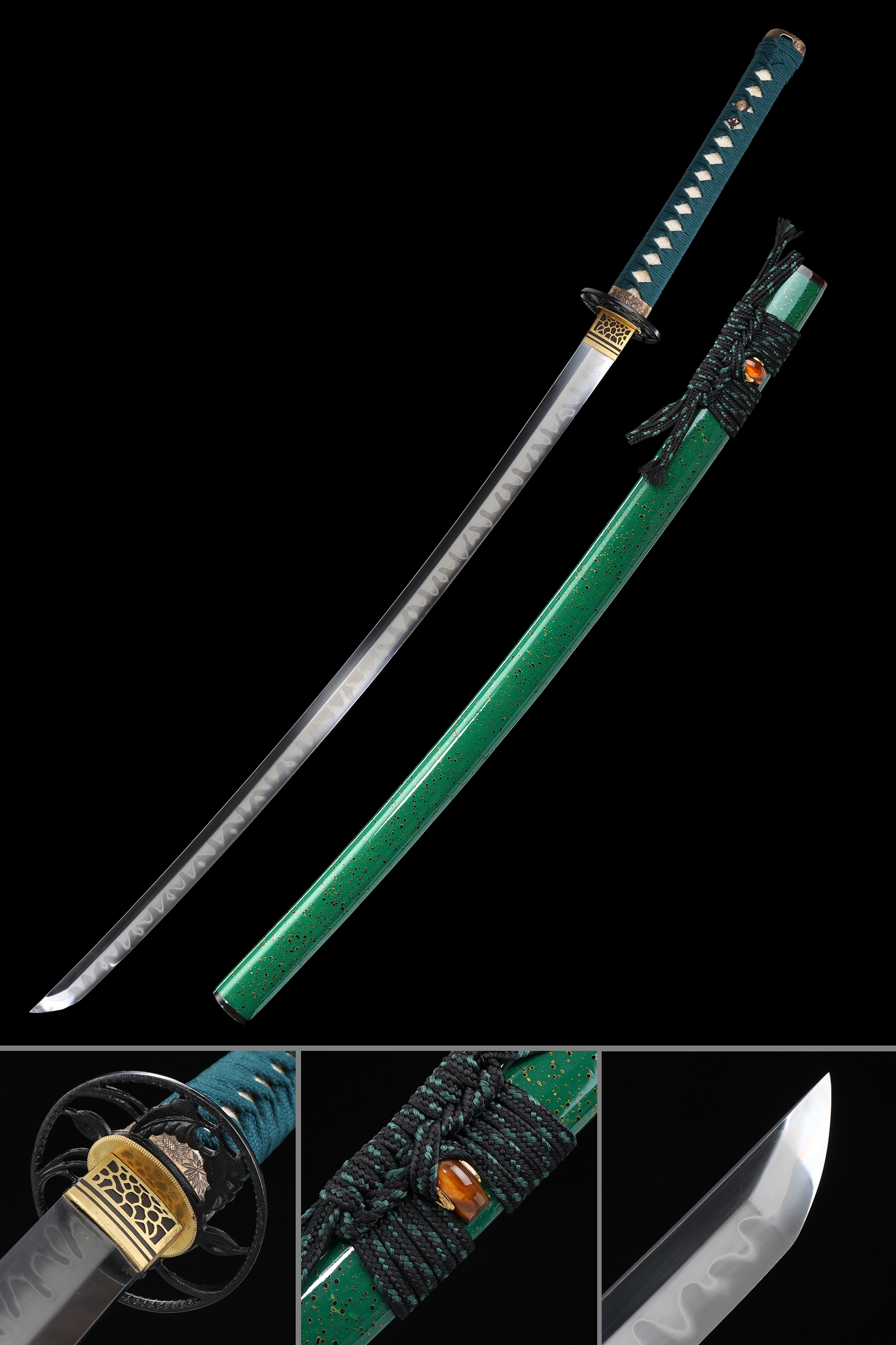 Green Katana Highperformance Japanese Katana Sword T10 Carbon Steel
