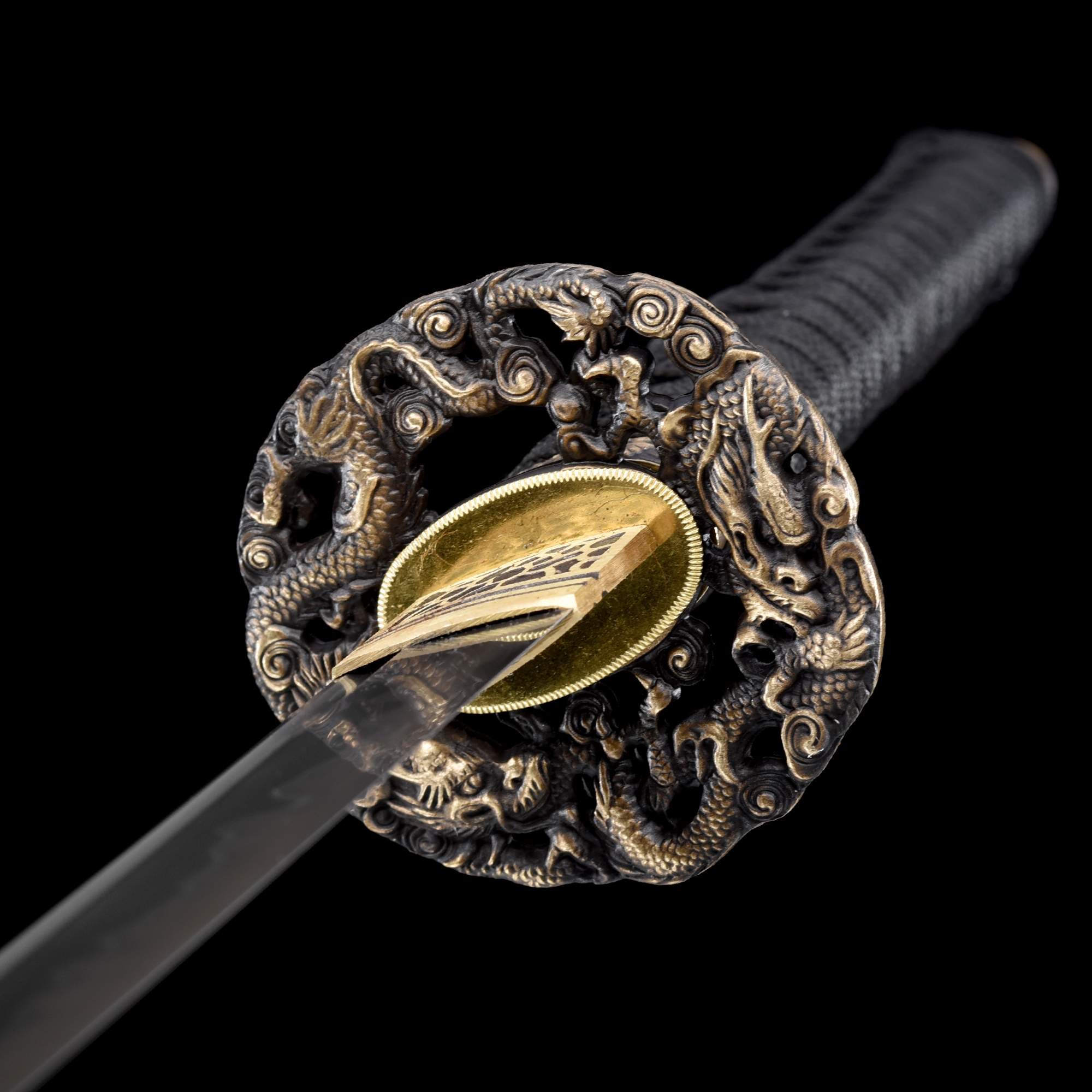 Handmade T10 Carbon Steel Dragon Tsuba Real Hamon Japanese Samurai