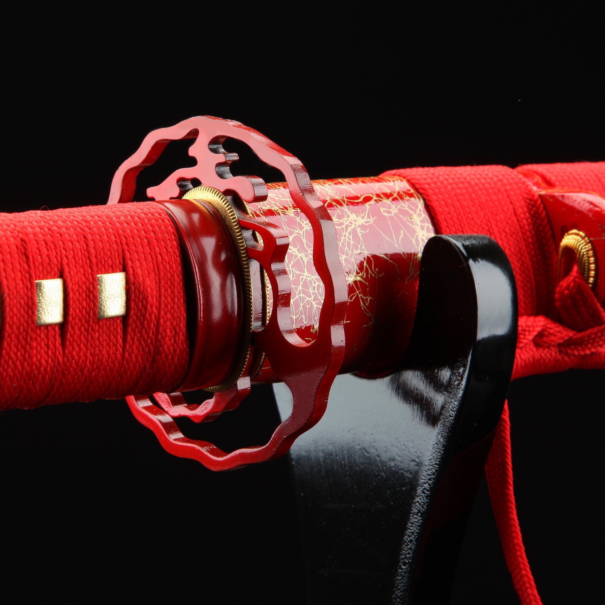 Red Katana Handmade Japanese Katana Sword Damascus Steel With Red