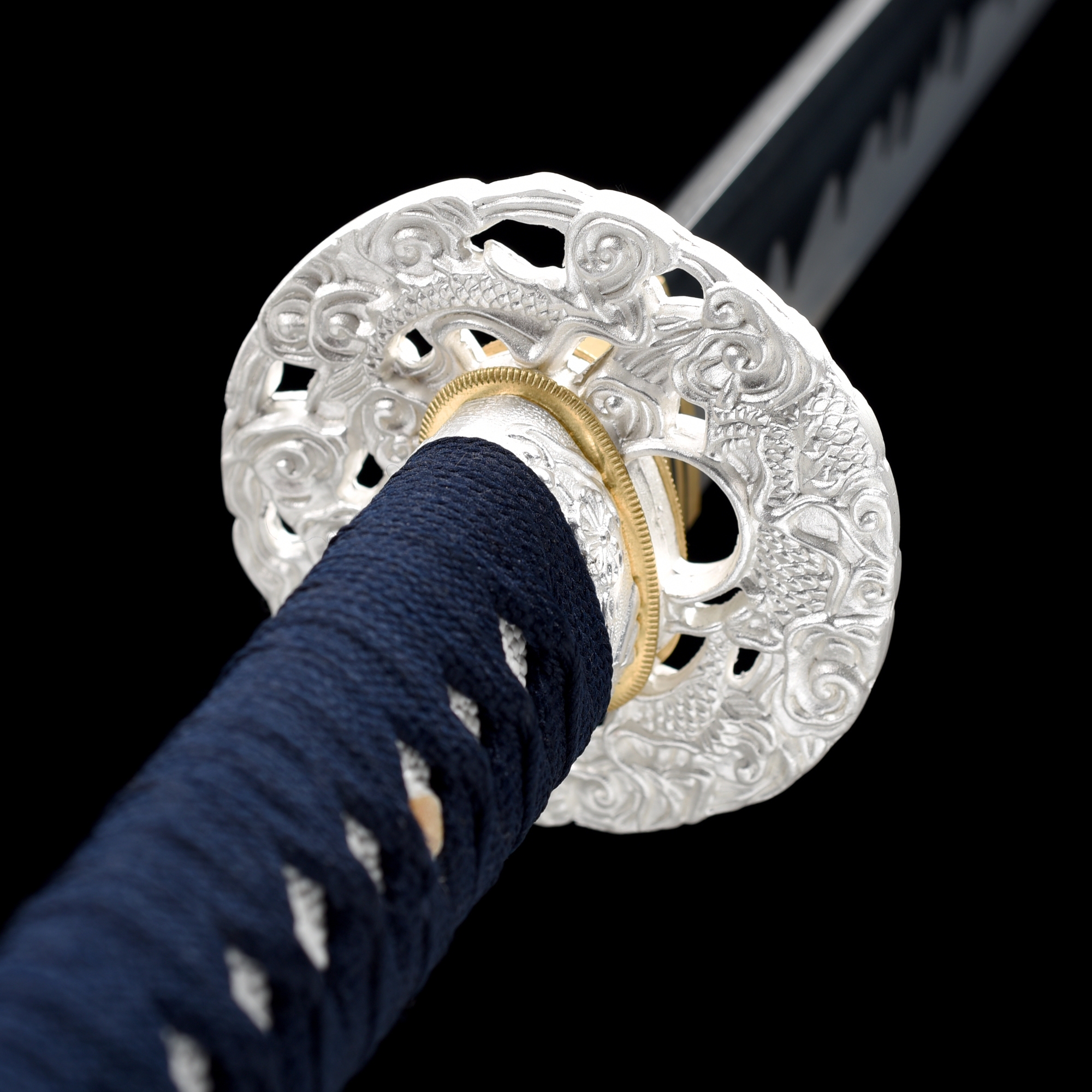 Japanese Straight Sword Handmade Japanese Straight Sword With Black Blade And Saya TrueKatana