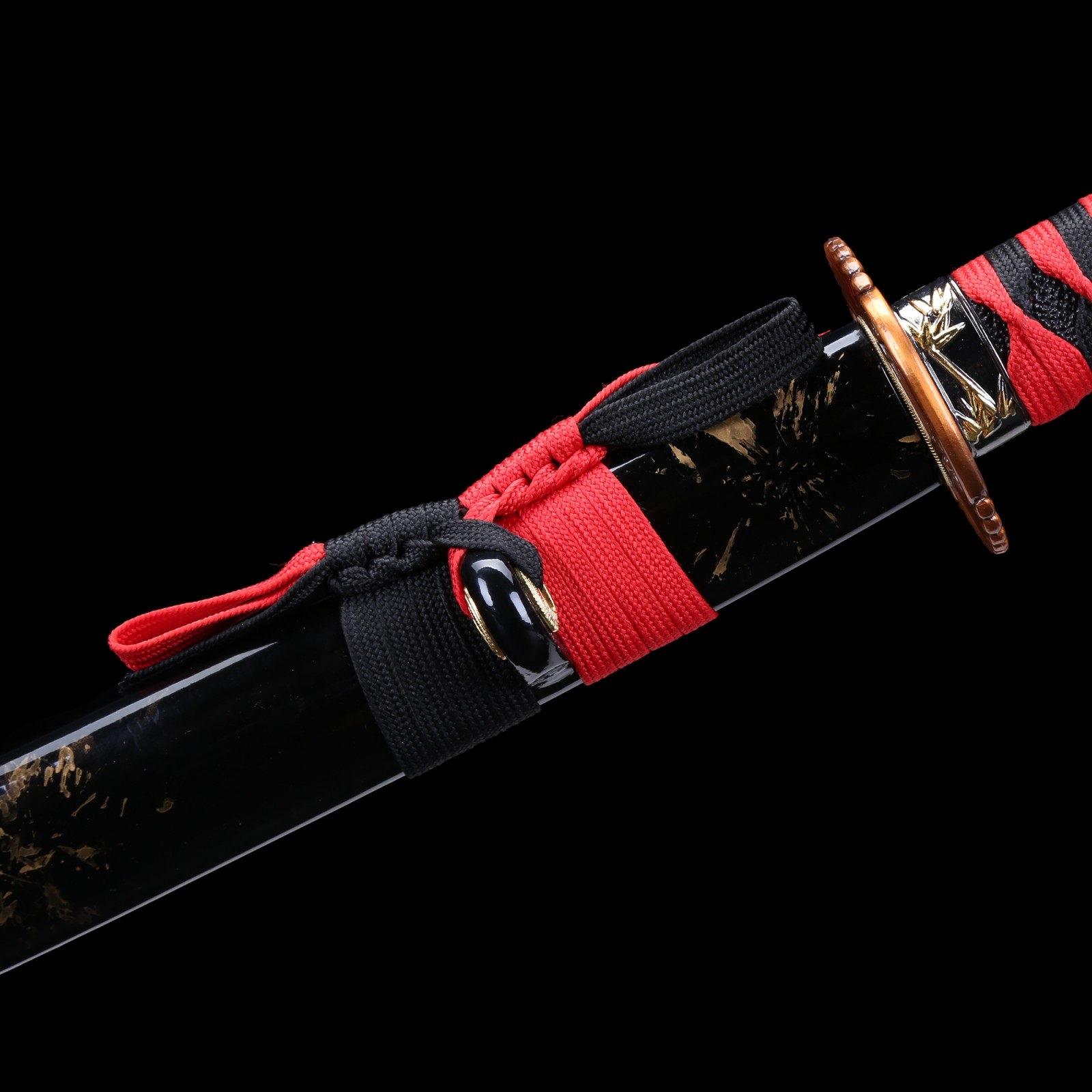 Handmade Full Tang Damascus Steel Red Blade Katana Japanese Samurai