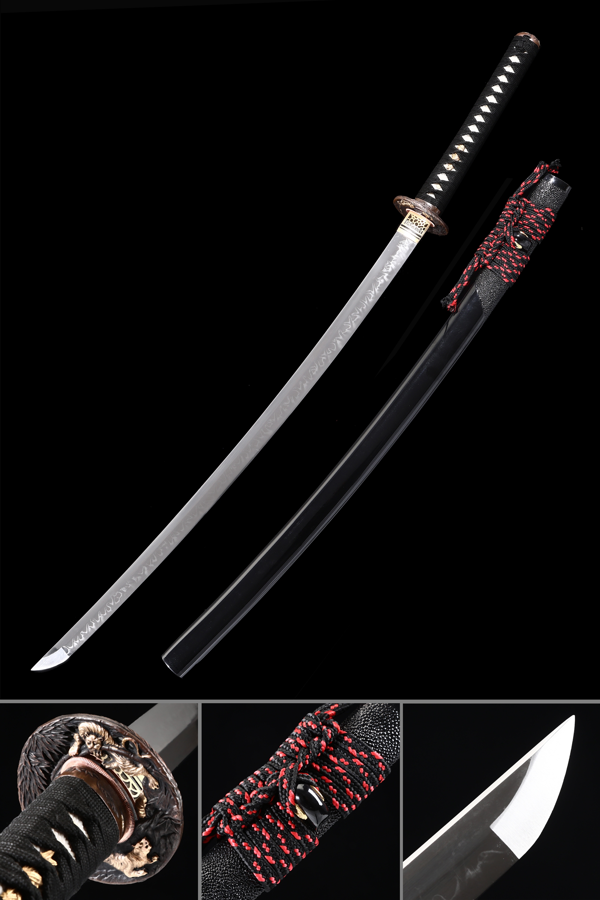 Real Katana Handmade Real Hamon Katana Sword T10 Folded Clay Tempered