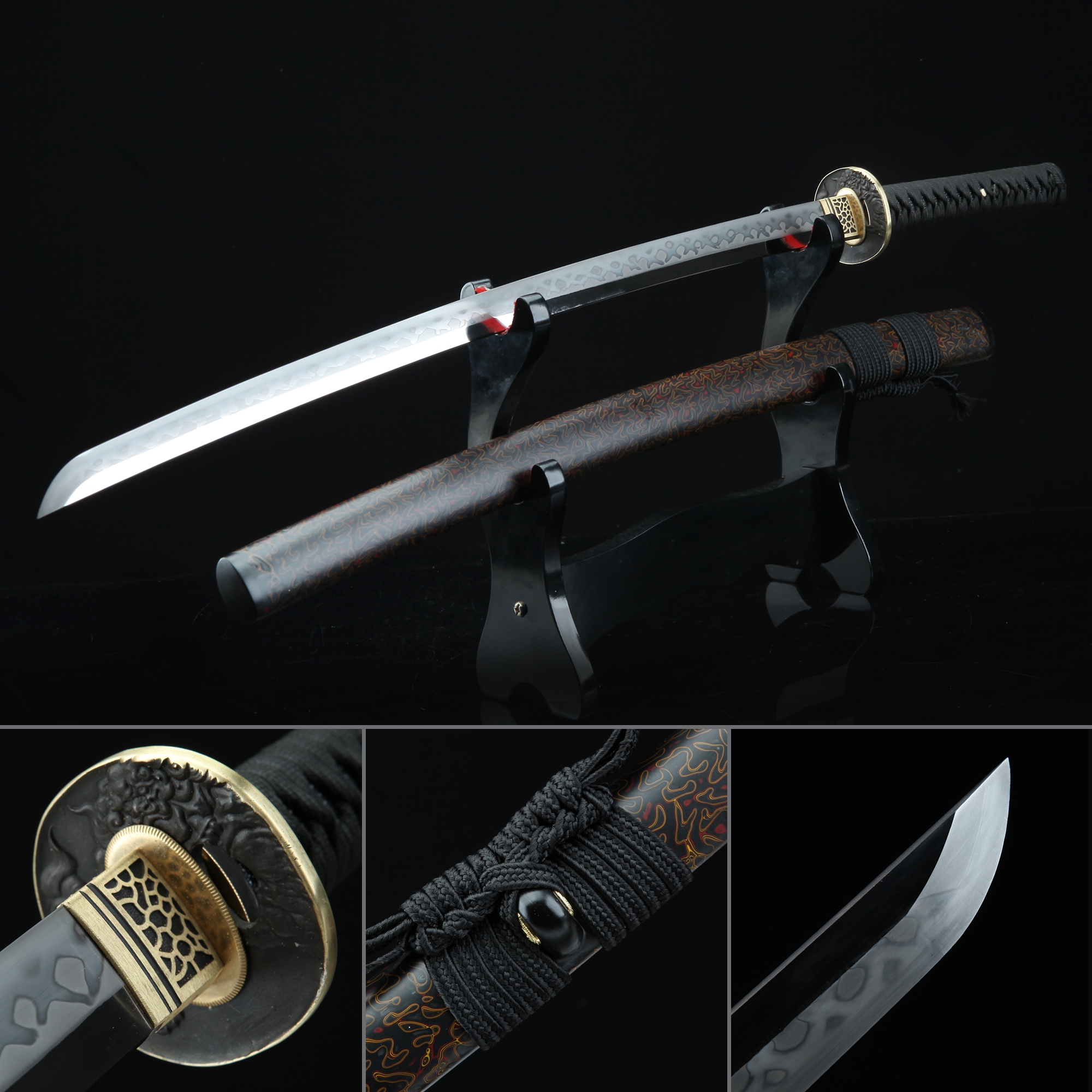 Highperformance T10 Carbon Steel Real Hamon Japanese Katana Samurai