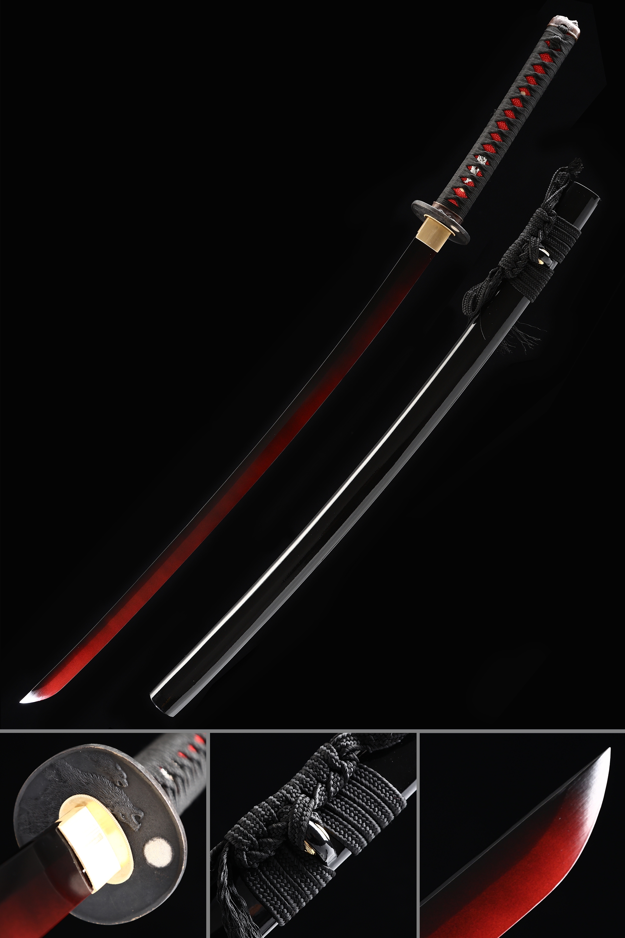 Red Blade Katana Handmade Japanese Katana Sword With Crimson Red