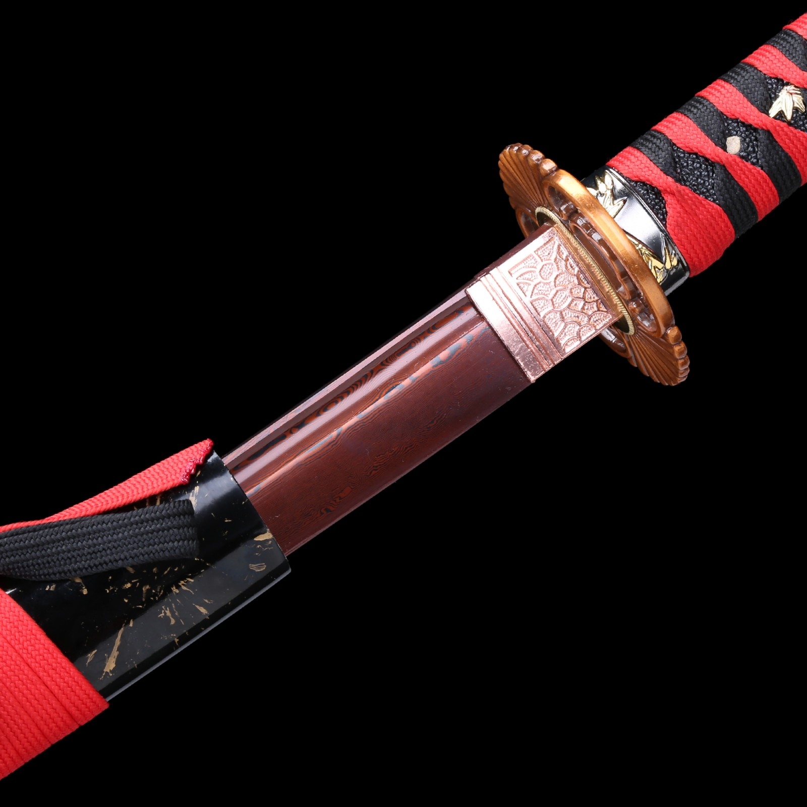 Handmade Full Tang Damascus Steel Red Blade Katana Japanese Samurai