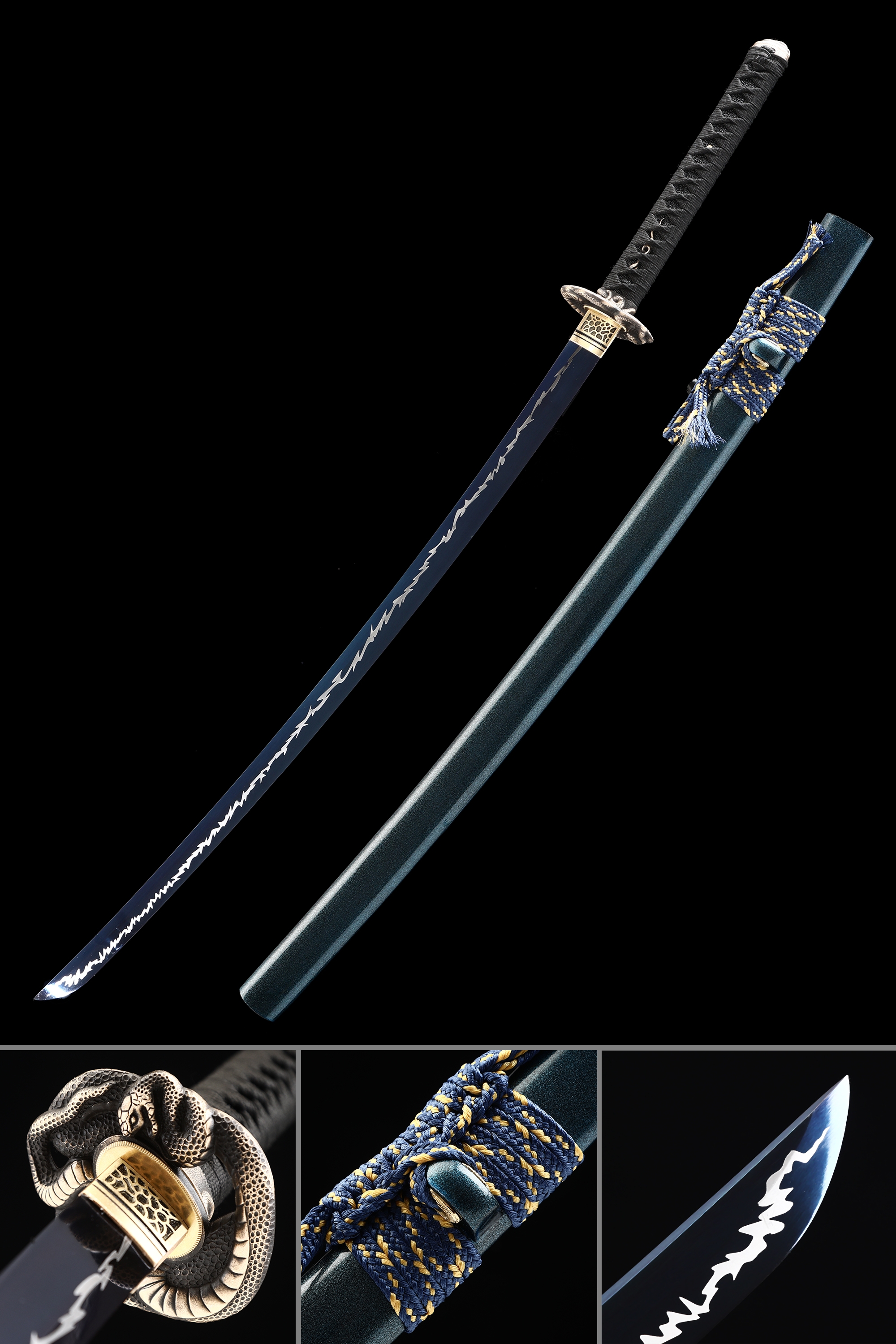 Blue Blade Katana Handmade Japanese Sword High Manganese Steel With