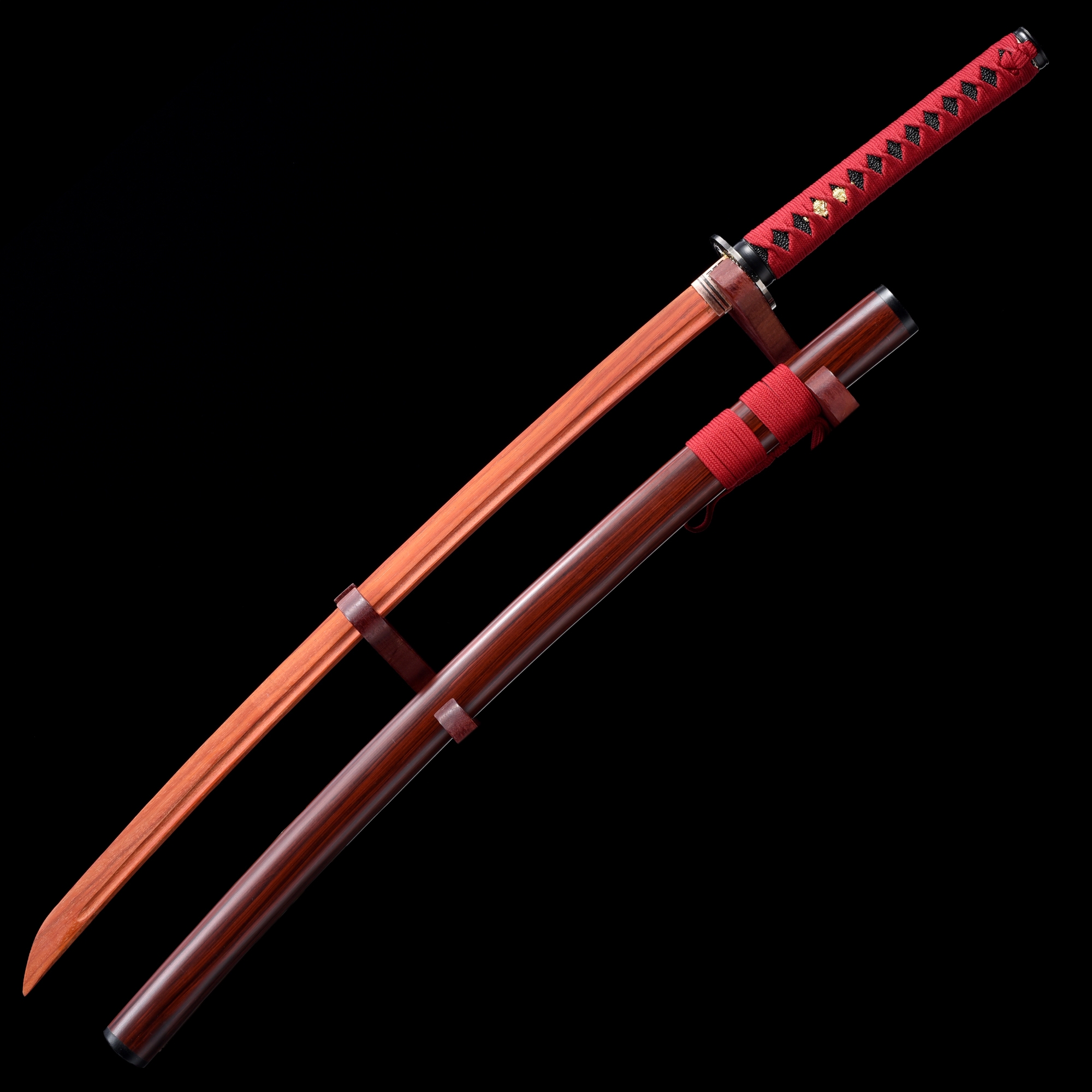 Handmade Rosewood Wooden Blade Unsharpened Katana Sword With Dark Red