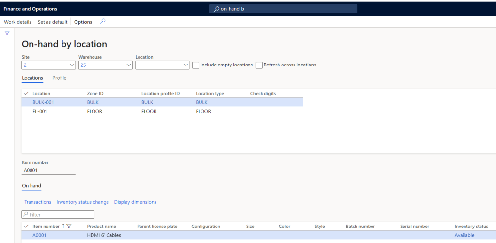 How to change the Inventory Status using Onhand by Location screen