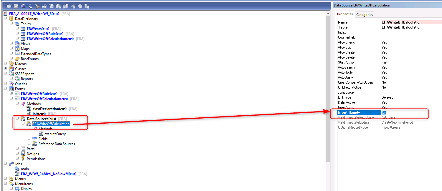 AX D365FO “Insert if empty” property in Form data source (how to