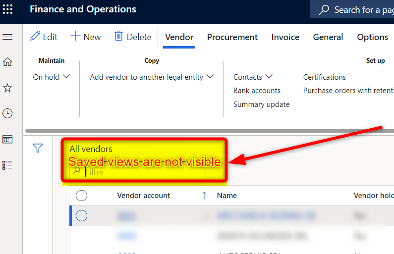 AX / D365FO Enable “Saved views” on D365FO Forms AX / Dynamics 365