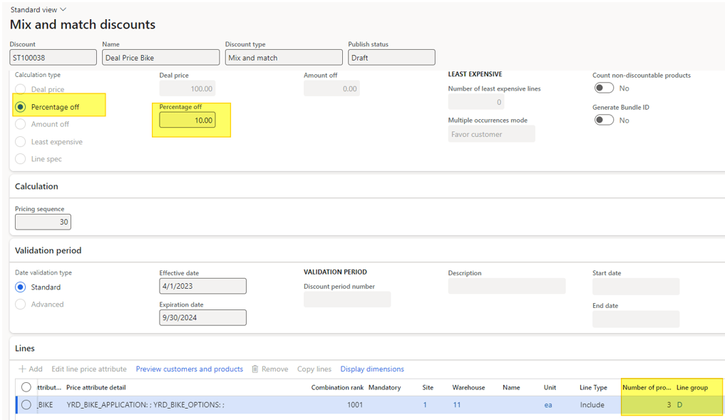 Pricing management applying Discounts (Mix and match discount, Coupon