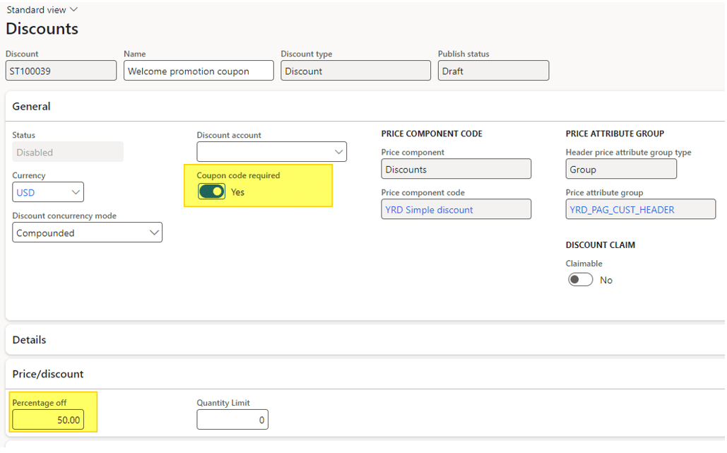 Pricing management applying Discounts (Mix and match discount, Coupon