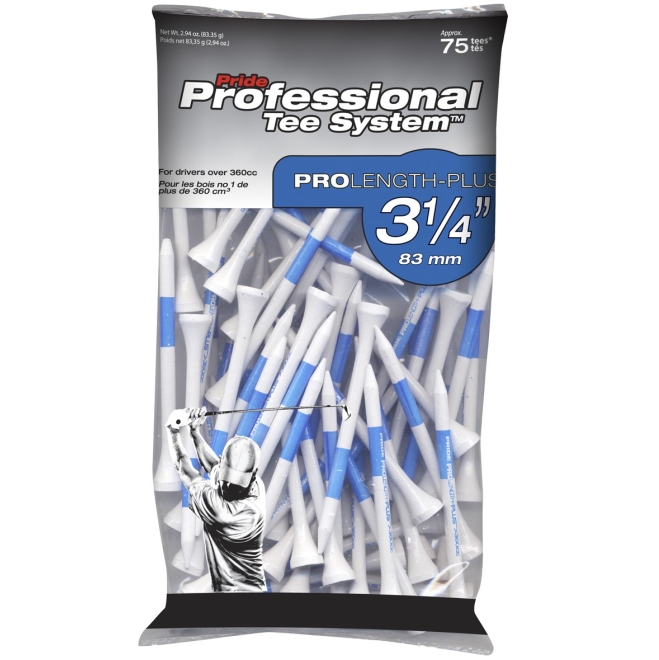 Buy Pride Professional Tee System 31/4" Pack of 75 Golf Tees White