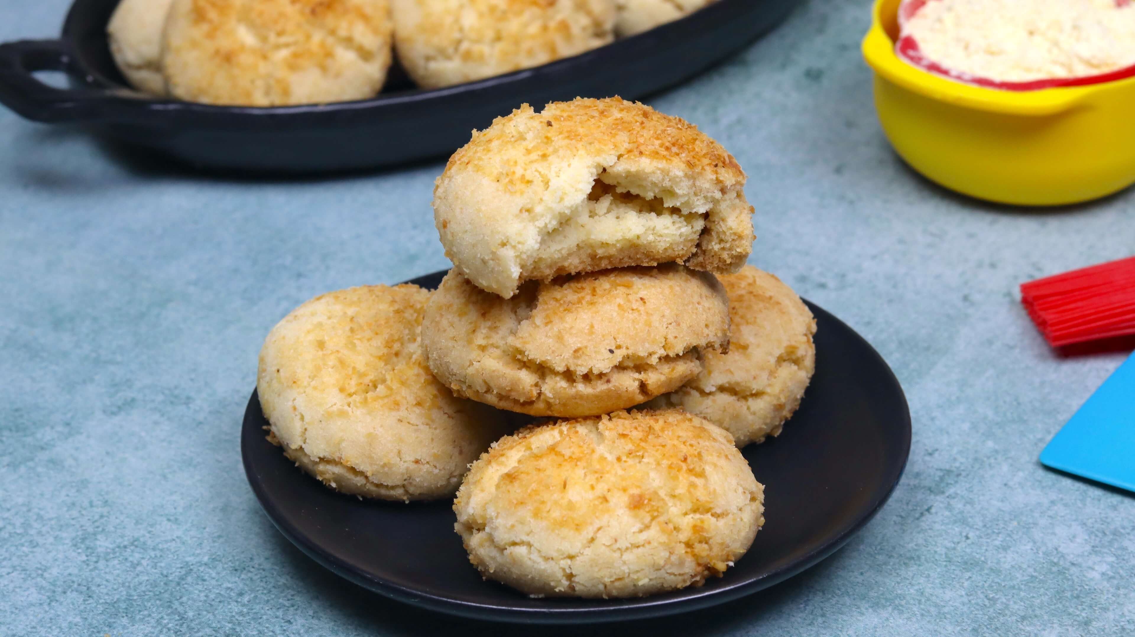 Eggless Coconut Cookies in an OTG Tasted Recipes