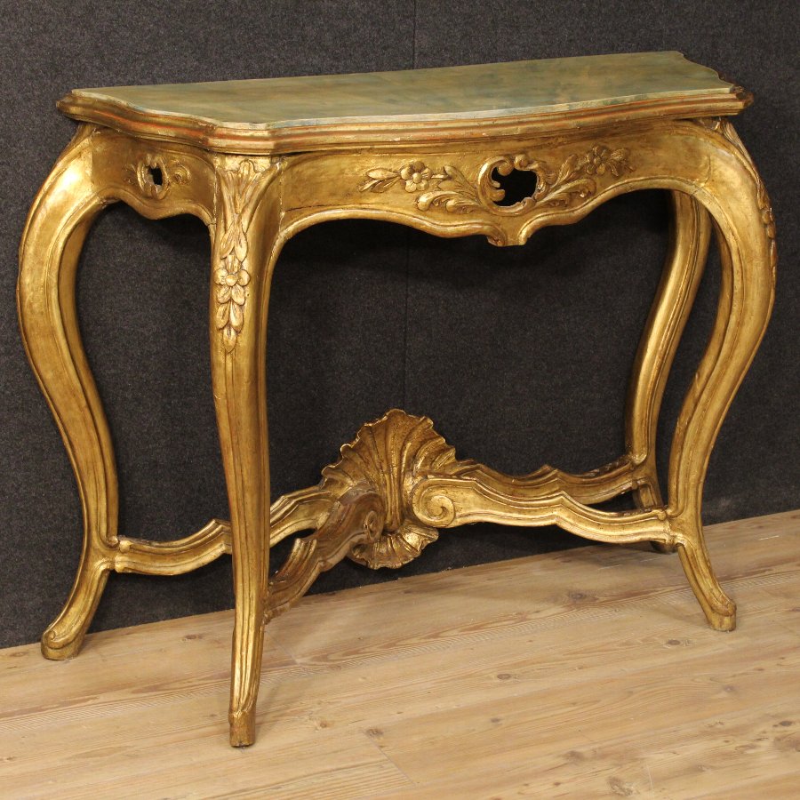 Antique French console table in gilded and lacquered wood ANTIQUES.CO