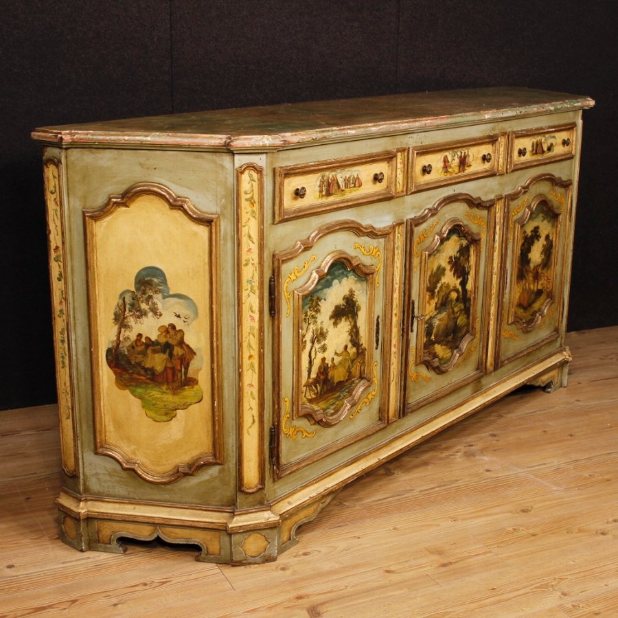 Antique lacquered and painted sideboard ANTIQUES.CO.UK