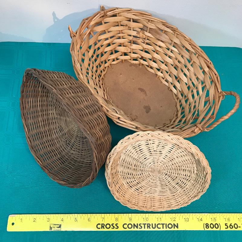 Lot of 3 Wicker Baskets