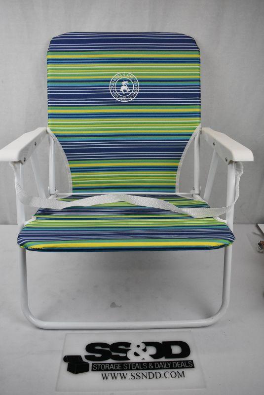 Caribbean Joe Folding Beach Chair, Blue & Green Stripes New