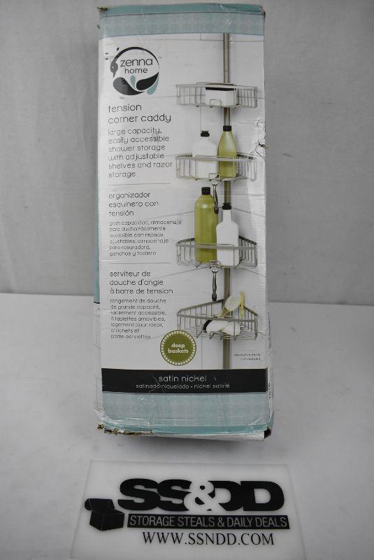 Zenna Home Tension Corner Pole Shower Caddy Satin Nickel. Missing 1