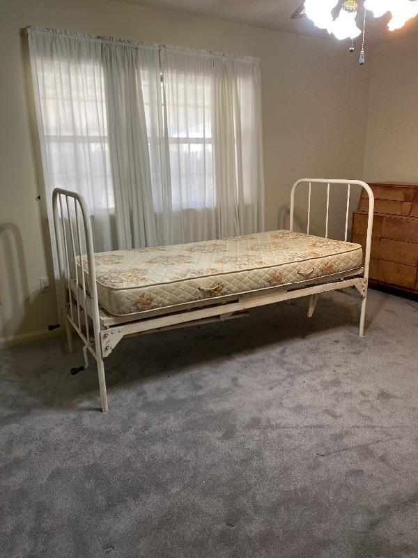 Authentic Antique Twin Heavy Metal Hand Crank Hospital Bed