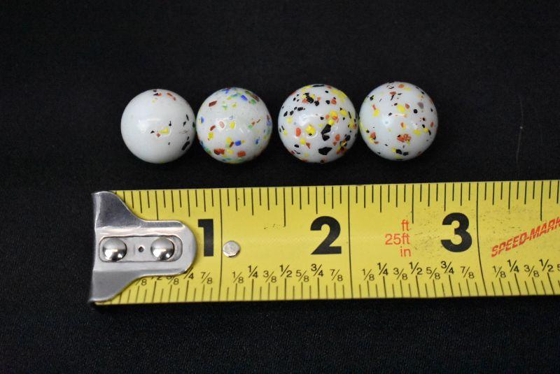 4 White Marbles with Colorful Specks