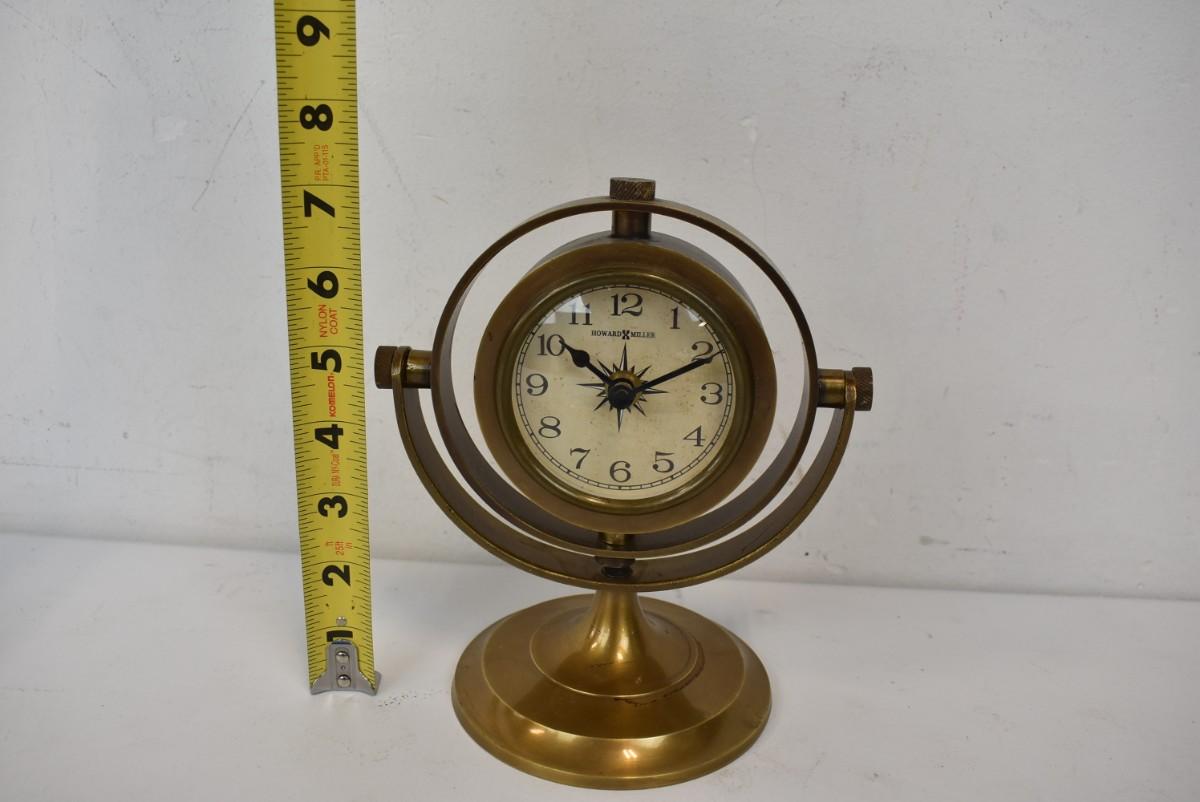 Howard Miller Nautical Clock. Vintage? Brass? Tilts. 7" tall