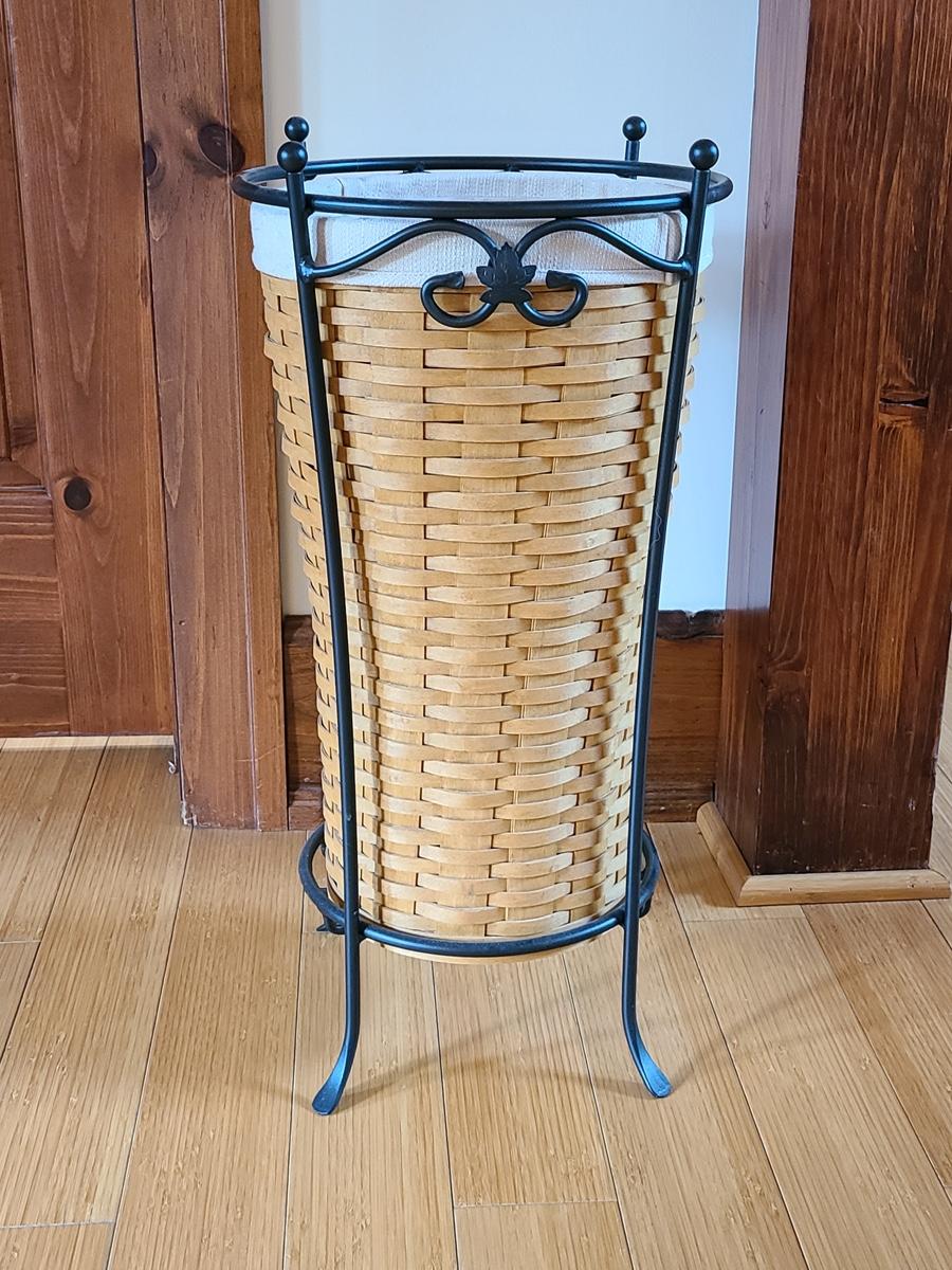 Lot 26 Longaberger Wrought Iron Umbrella Stand with Liner, Stand
