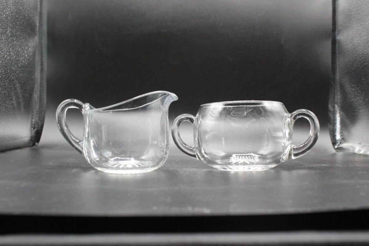 Pair of Vintage Kitchen Glassware Cream and Sugar Set