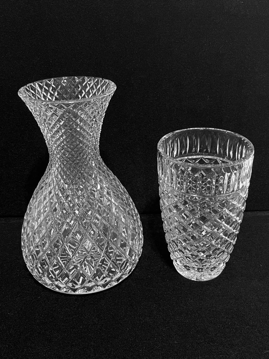 Pair (2) Crystal Vases Heavy & Tall