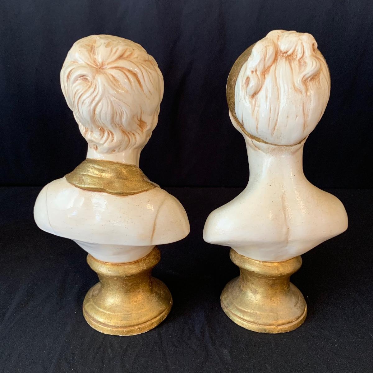 Cream and Gold Ceramic Busts and Lamp (SBHS)