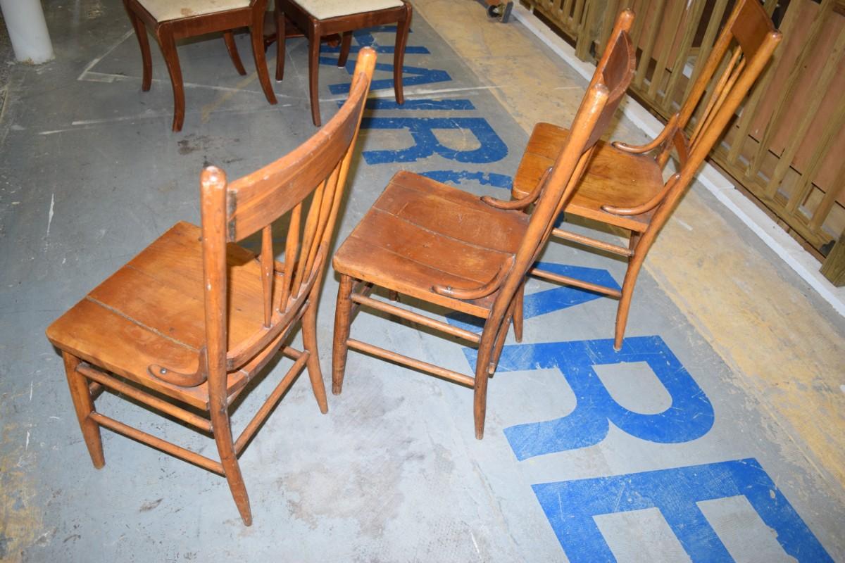 3 Wooden Antique Kitchen Chairs
