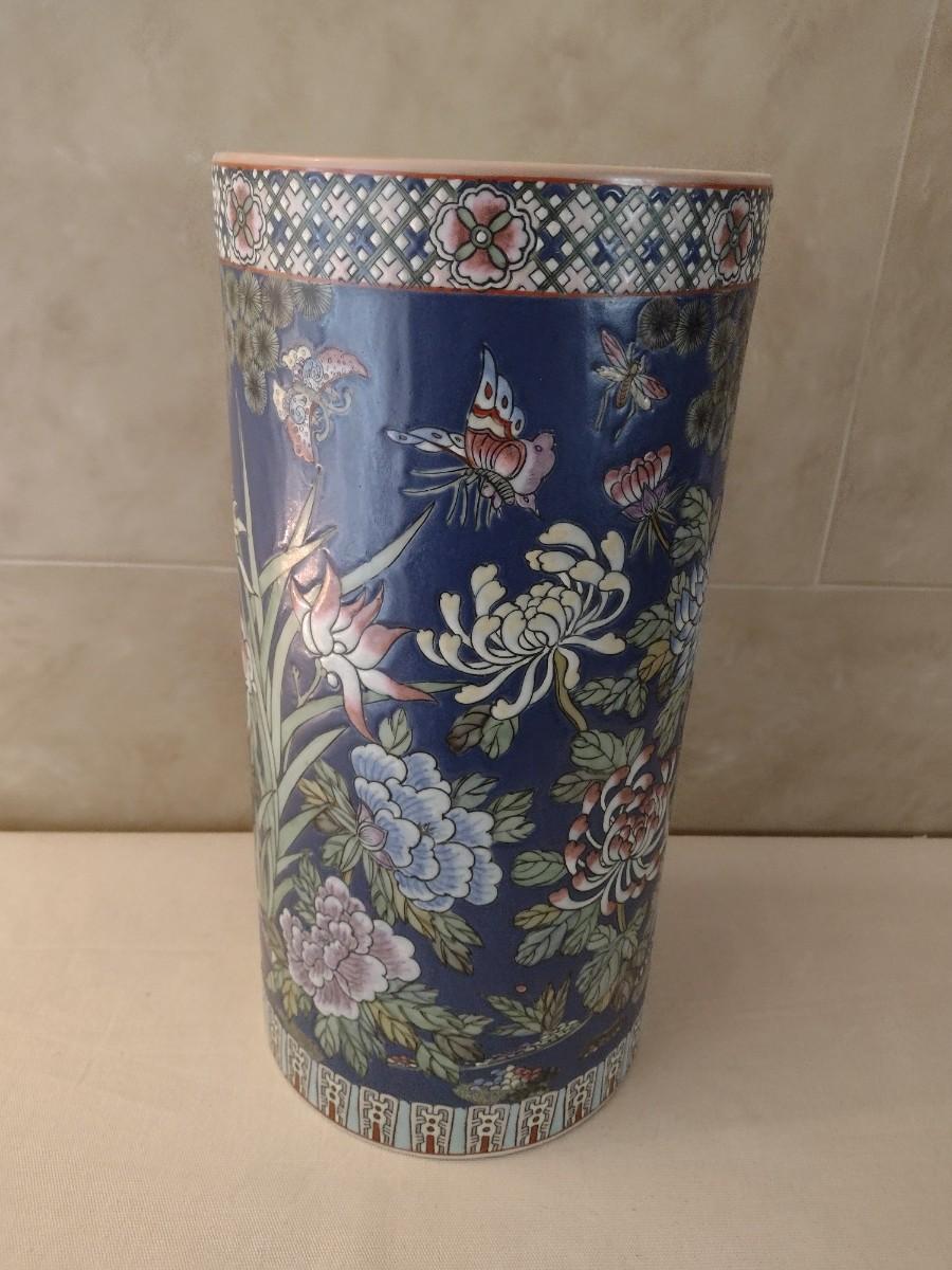 Tall Ceramic Chinoiserie Umbrella Stand