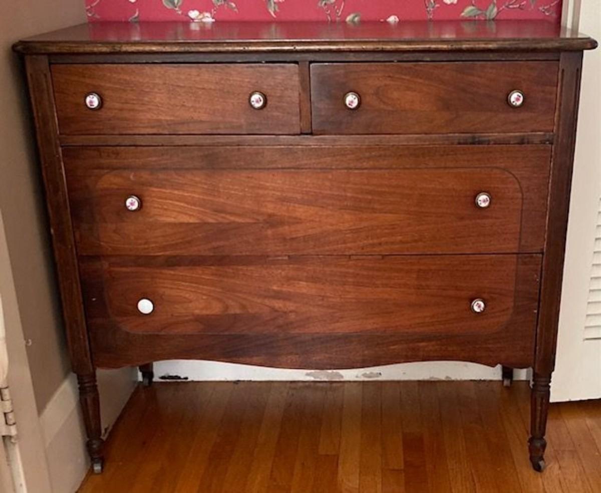 Vintage Dark Oak Dresser On Rollers