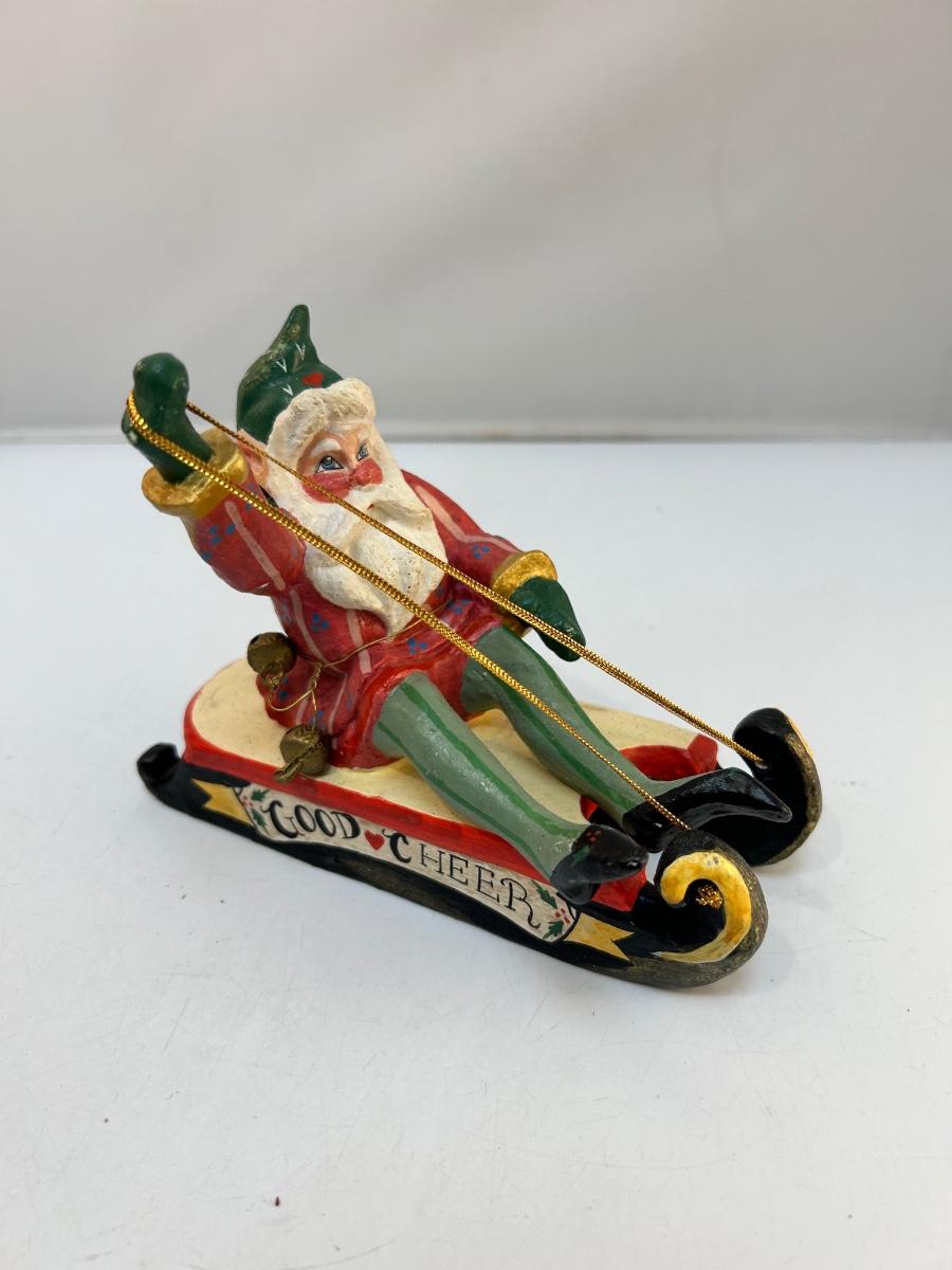 1988 House of Hatten HofH Elf Santa Riding Sled Christmas Holiday Tree