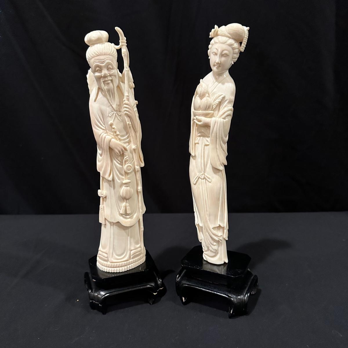 Asian Carved Figurines W/ Bases (SRKL)