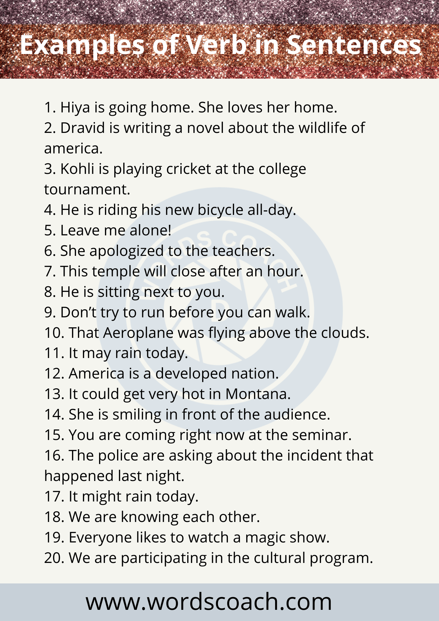 20 Examples of Verb in Sentences Word Coach