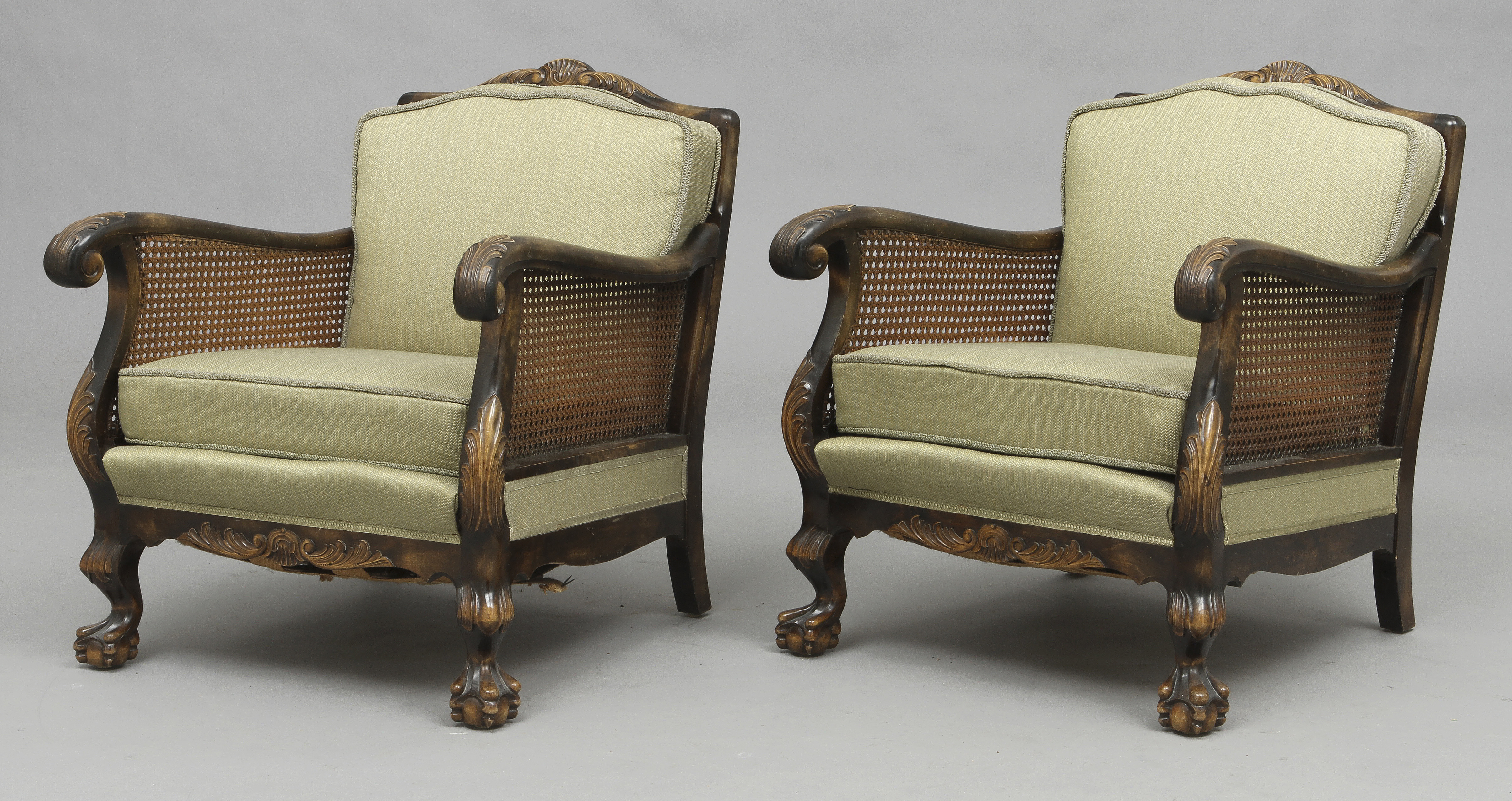 Chippendale Fåtölj Bilder för 48606. SALONGSMÖBEL, 3 delar,Chippendale, soffa och 2