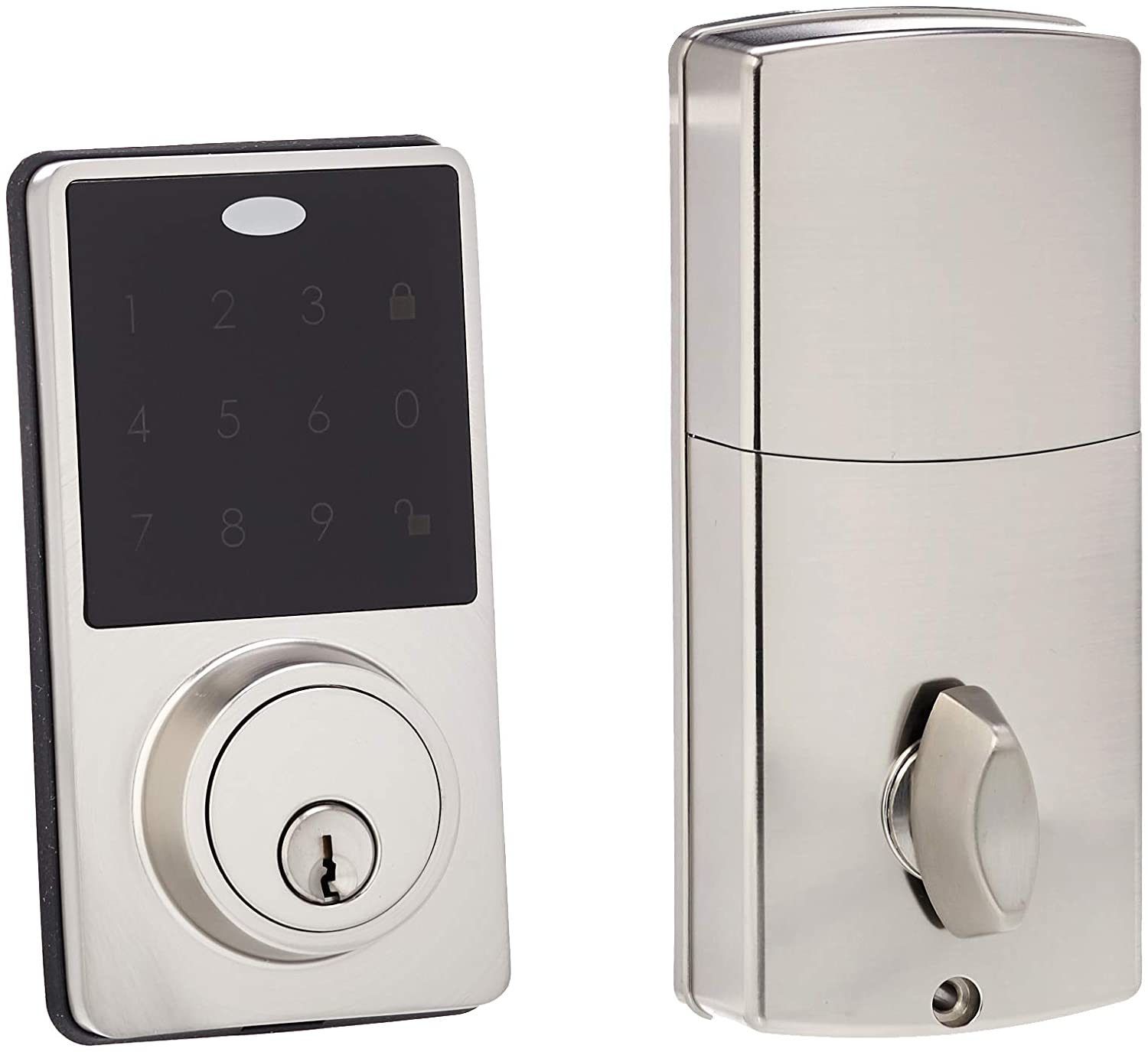 AmazonBasics Electronic Deadbolt Door Lock Classic Satin Nickel AB