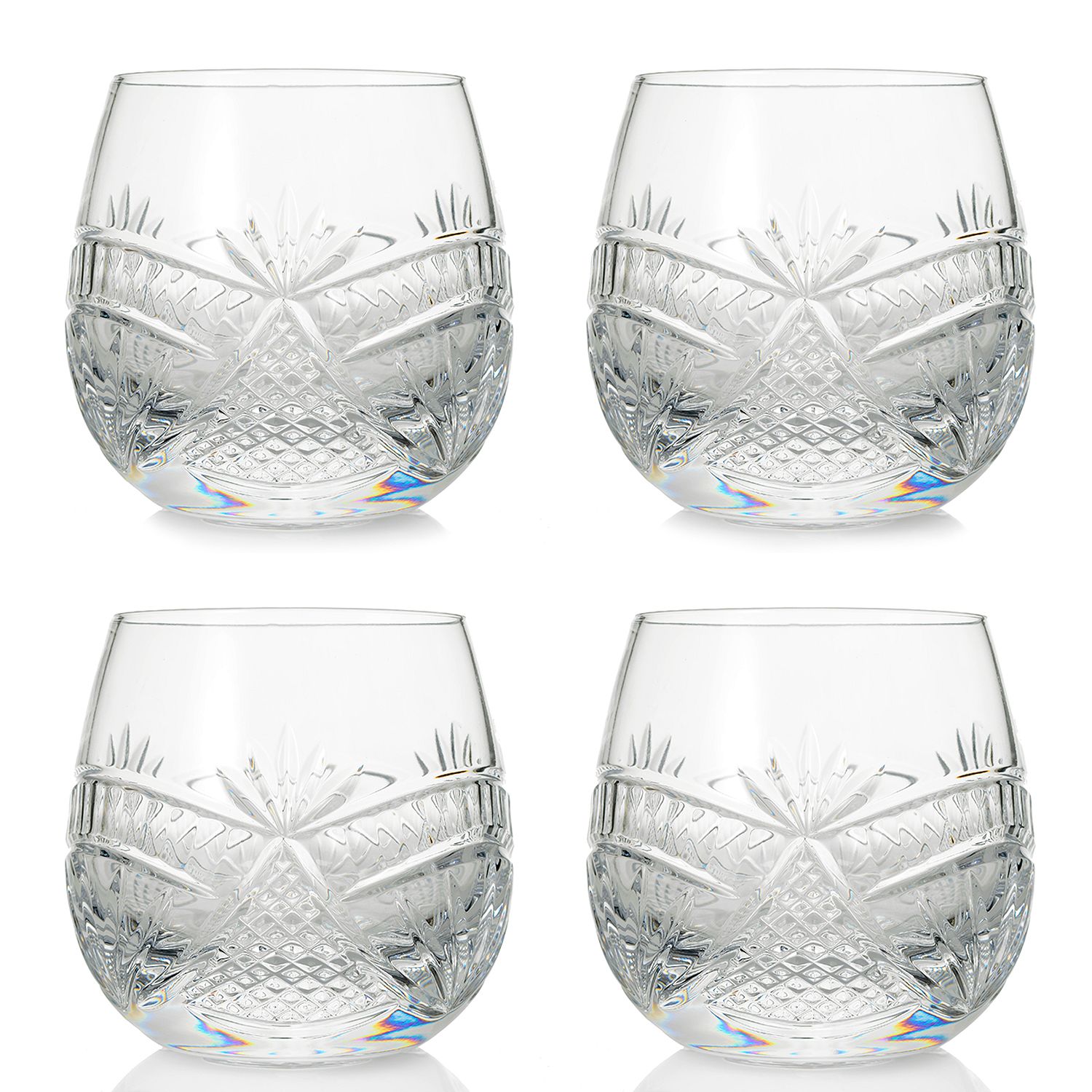 Waterford Crystal Seahorse Nouveau Set of 4 8 oz Double Old Fashioned