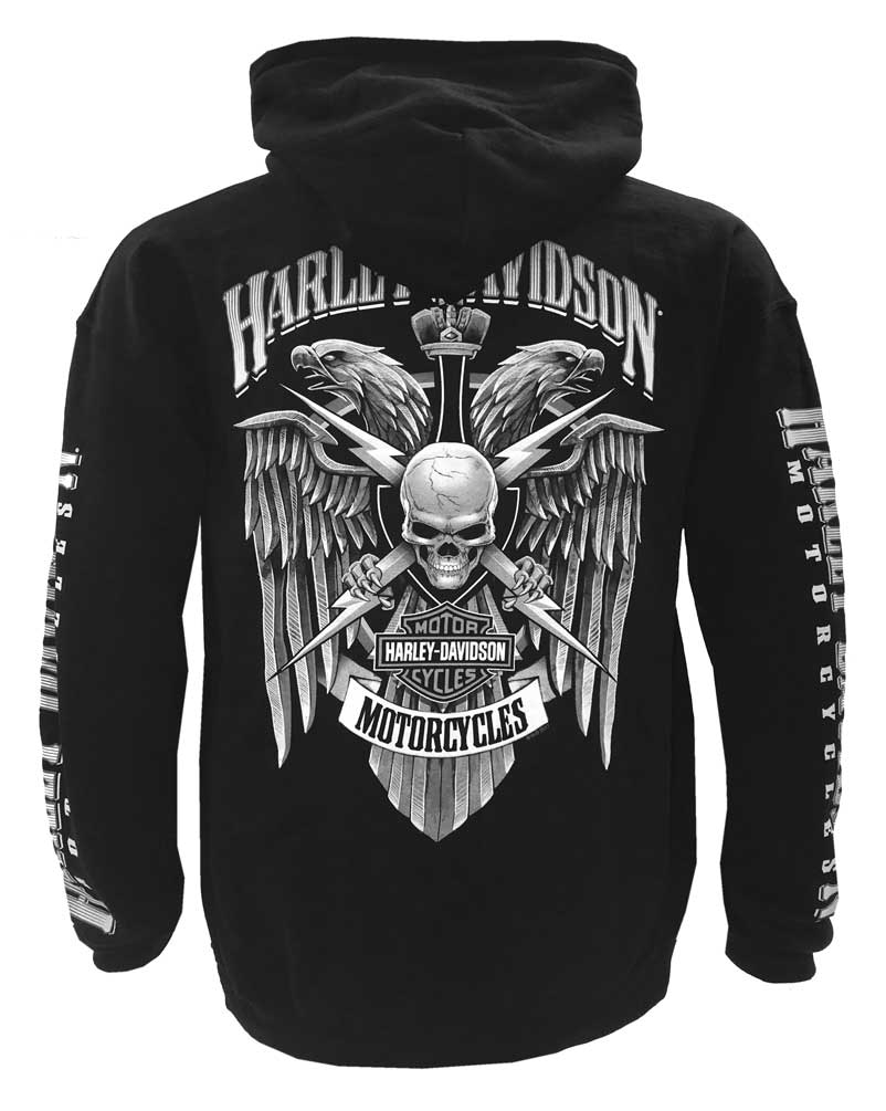 HarleyDavidson Men's Lightning Crest Pullover Hooded Sweatshirt, Black eBay