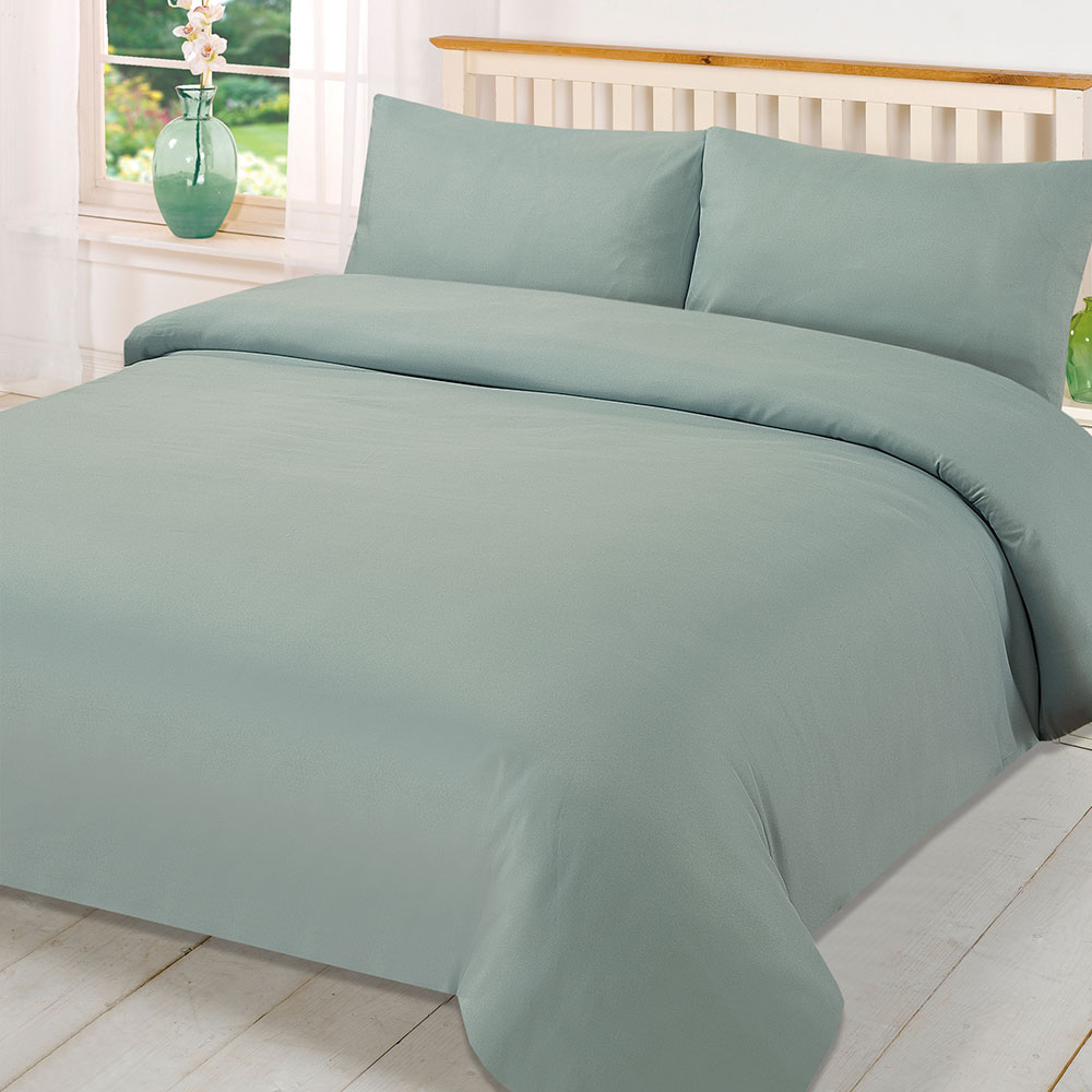Plain Dyed Duvet Cover Quilt Bedding Set With Pillowcase Single Double