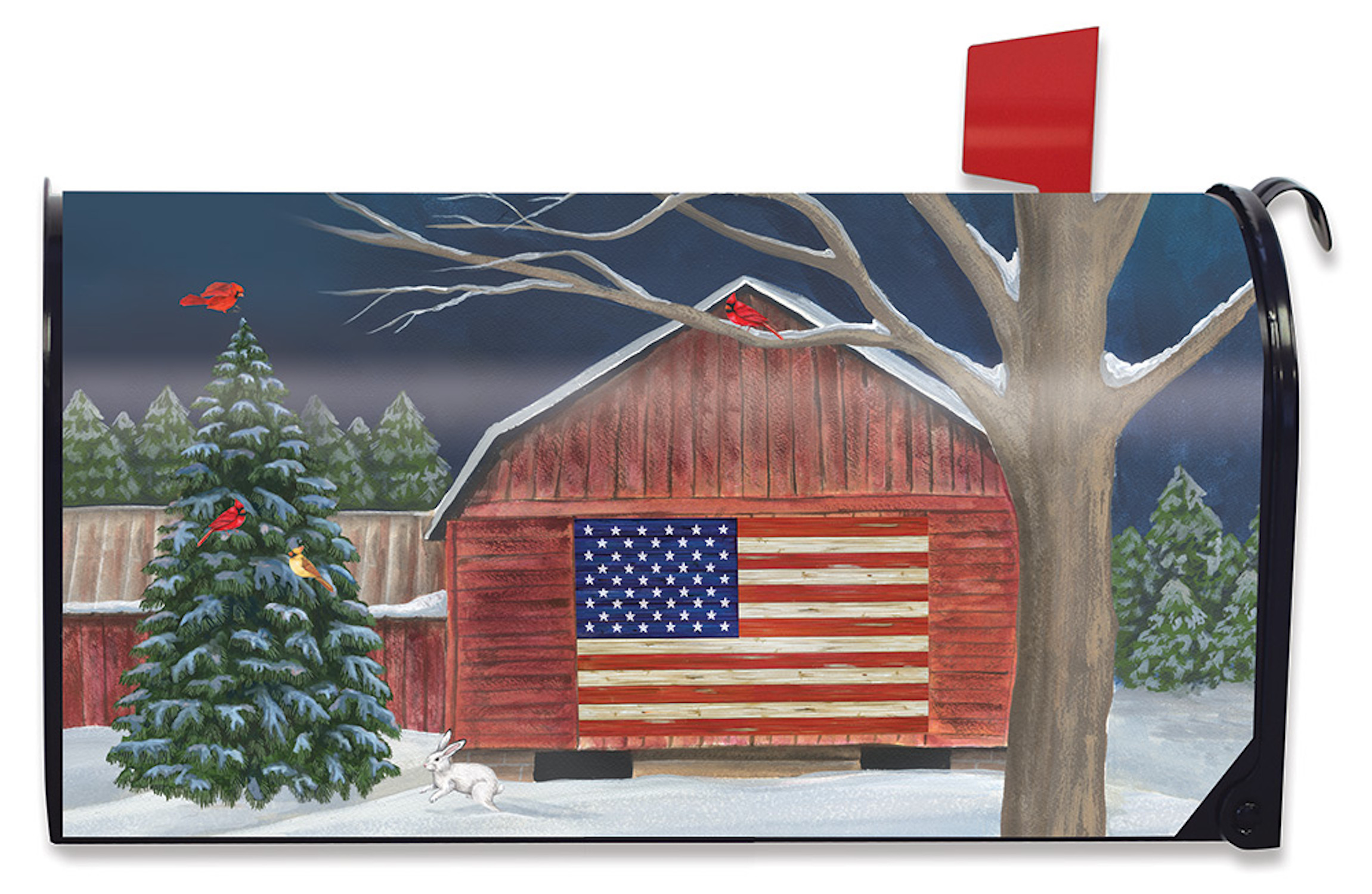 Barnside Winter Large Mailbox Cover Patriotic Seasonal