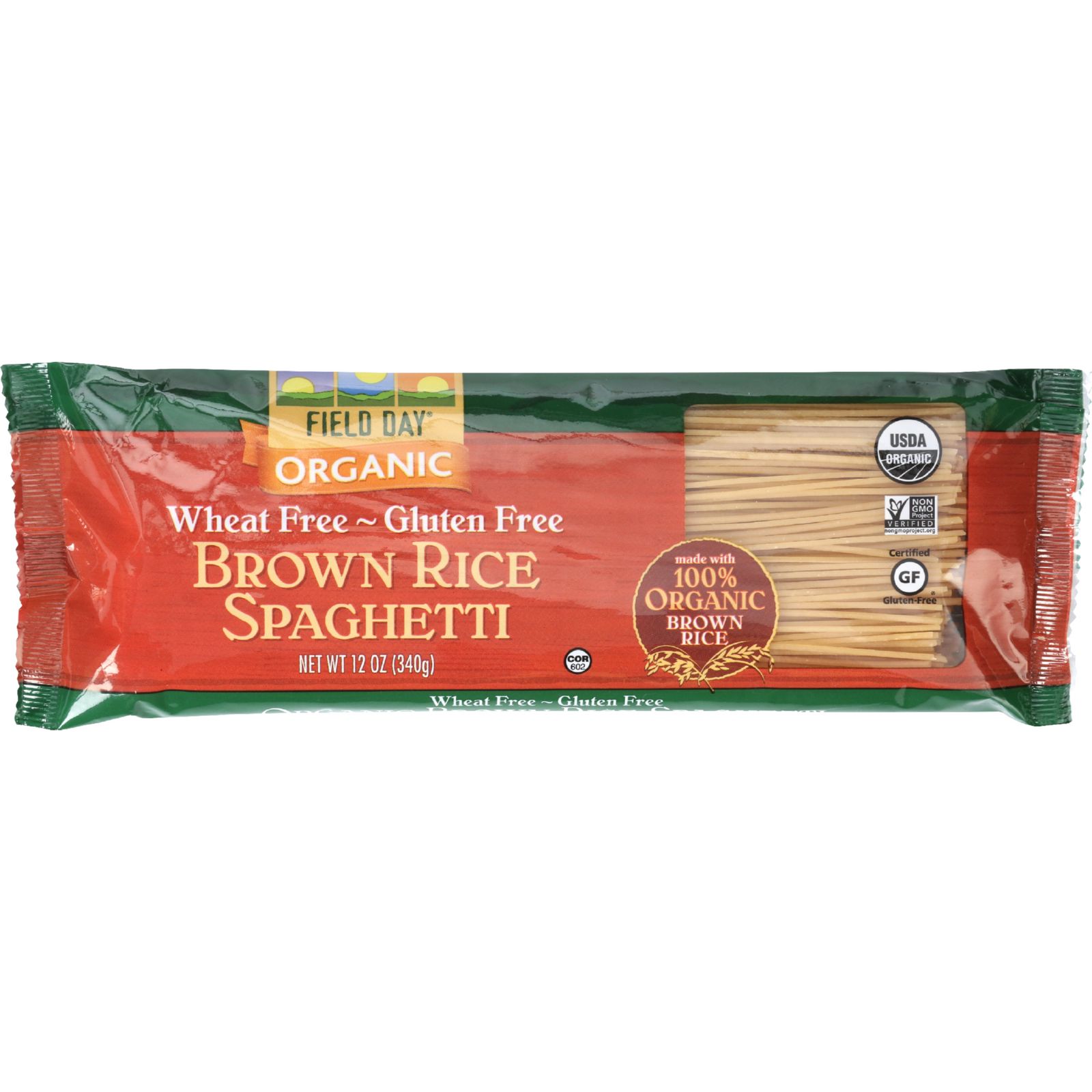 Field Day Pasta Organic Brown Rice Spaghetti 12 oz case of 12