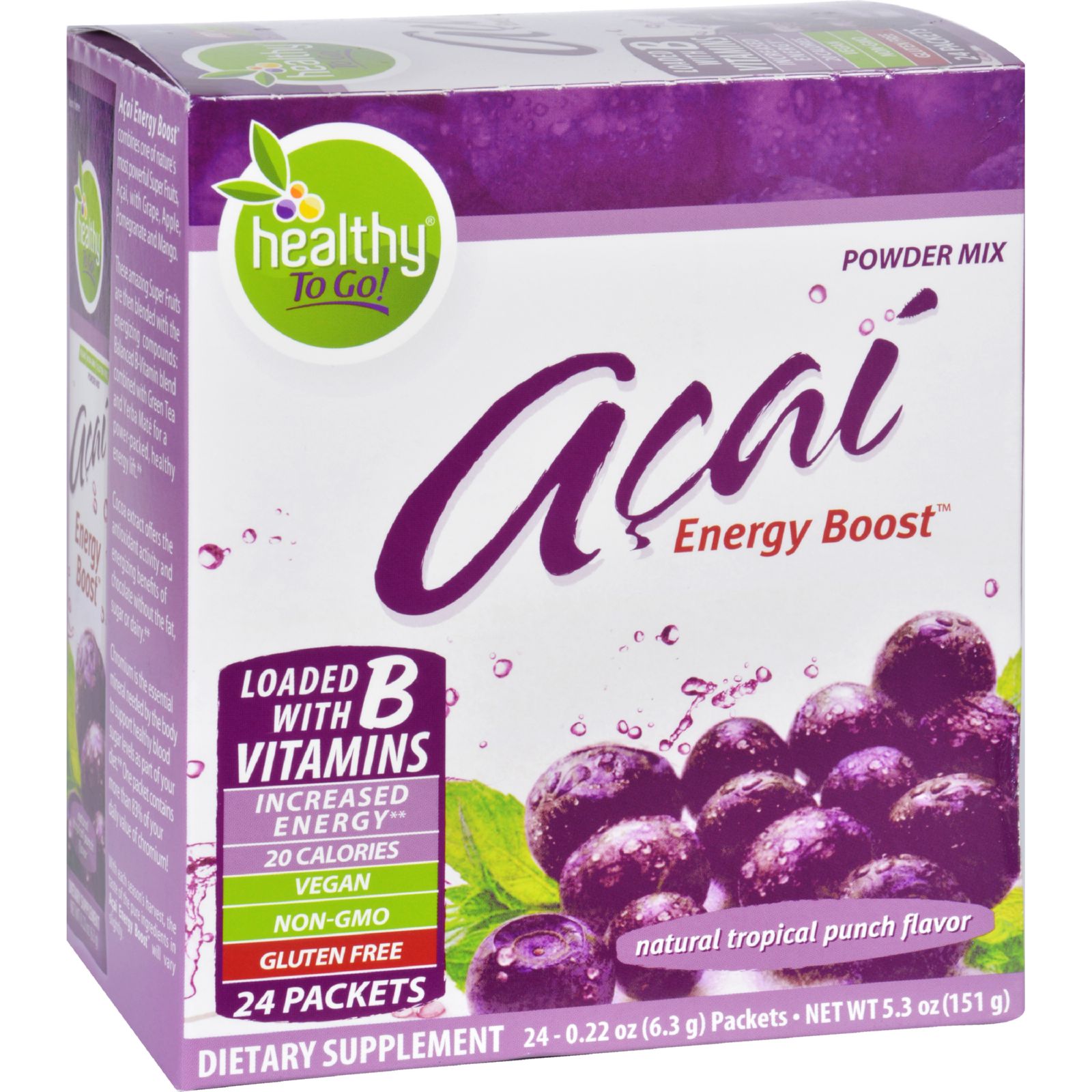 To Go Brands Acai Natural Energy Boost Powder 24 Packets 850197001102